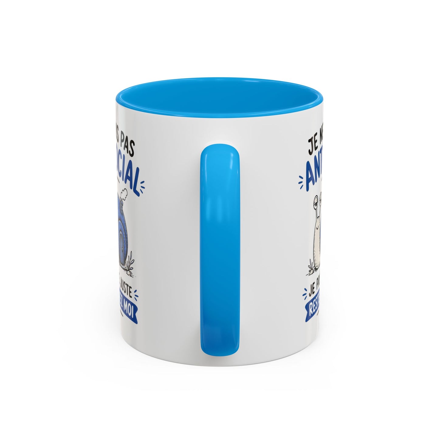 Mug Humour Introverti – Je Ne Suis Pas Antisocial Je Préfère Rester Chez Moi – Tasse Drôle Escargot – Cadeau Original Céramique 325ml Noir Bleu Rouge
