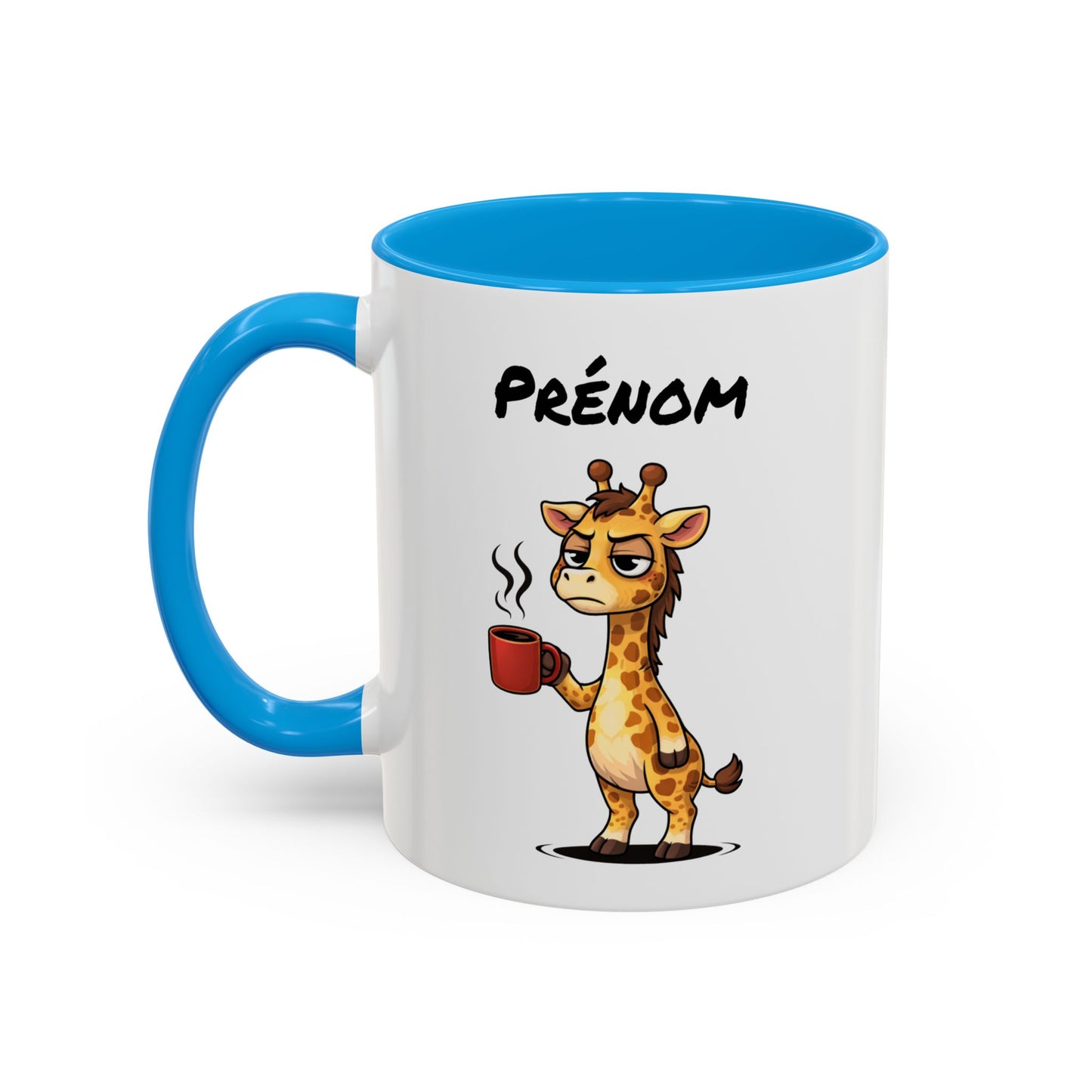 Mug Girafe Fatiguée Personnalisable 325ml – Tasse Café Drôle Prénom Cadeau Original