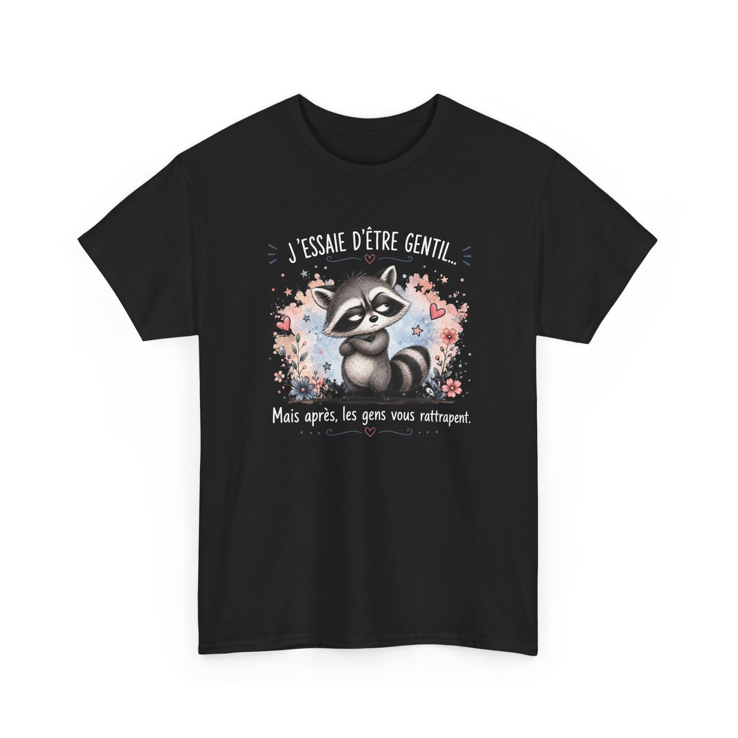 Tee-Shirt Humour Homme et Femme – Raton Laveur Drôle Blasé – Idée Cadeau Original Animal Mignon Anniversaire