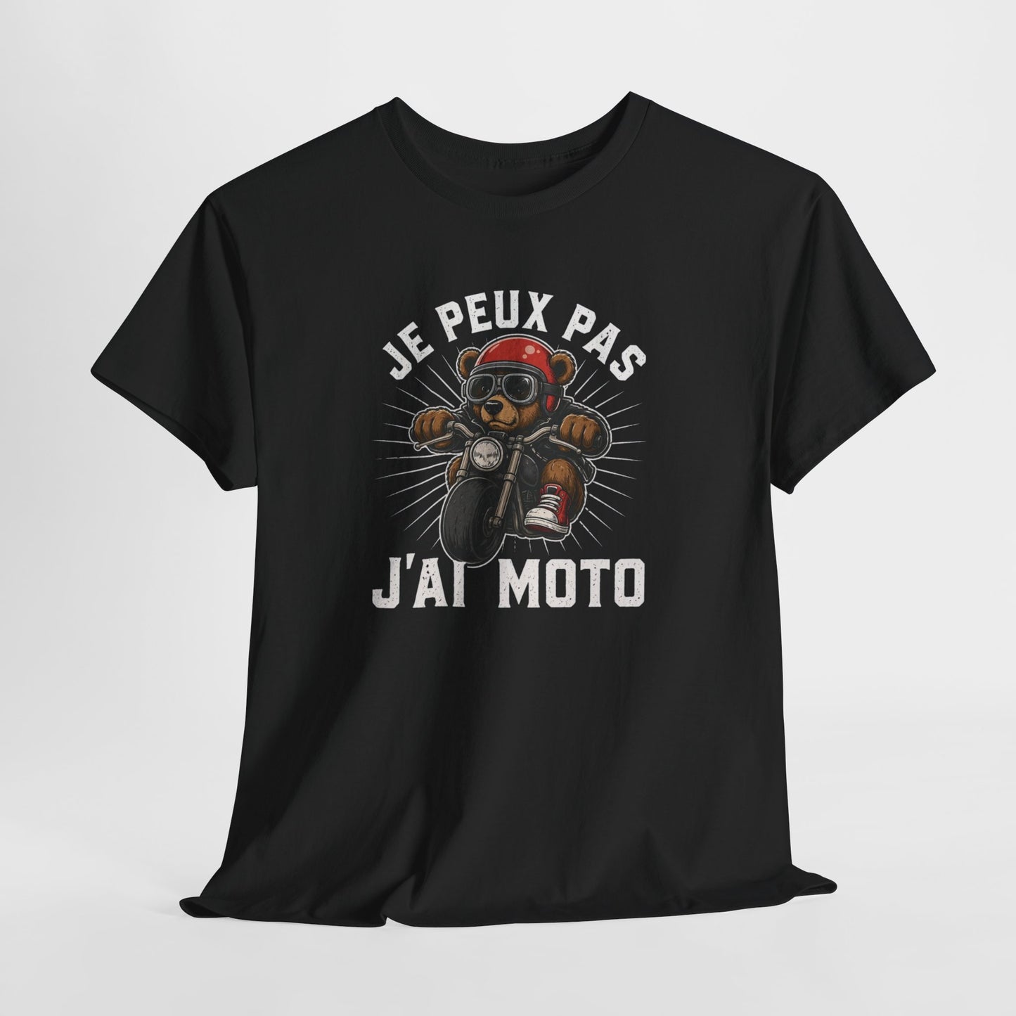 T-Shirt Je Peux Pas J’ai Moto Homme Femme – Tee Shirt Motard Humour – Cadeau Biker Moto Noir Blanc Gris