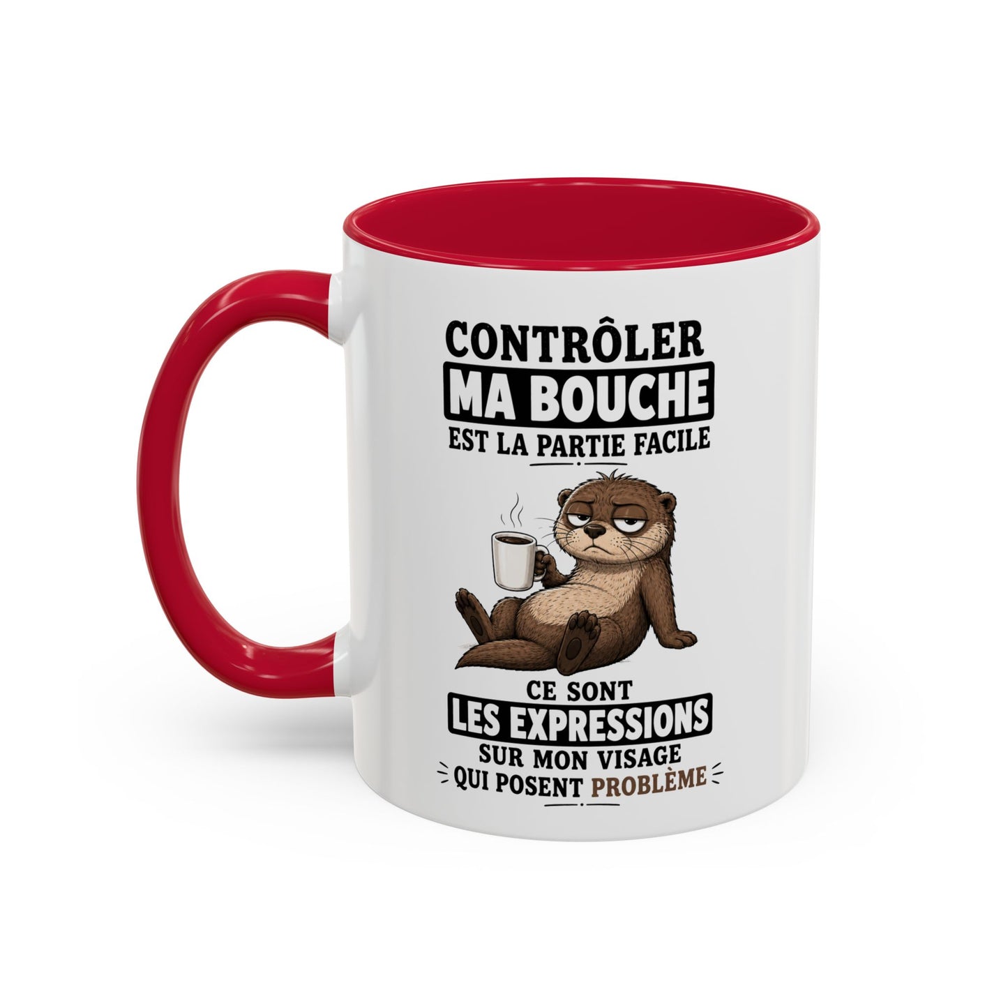 Mug Humoristique – Tasse Loutre Blasée – Cadeau Original Homme et Femme, Collègue, Ami, Famille – 325 ml Noir Bleu Rouge