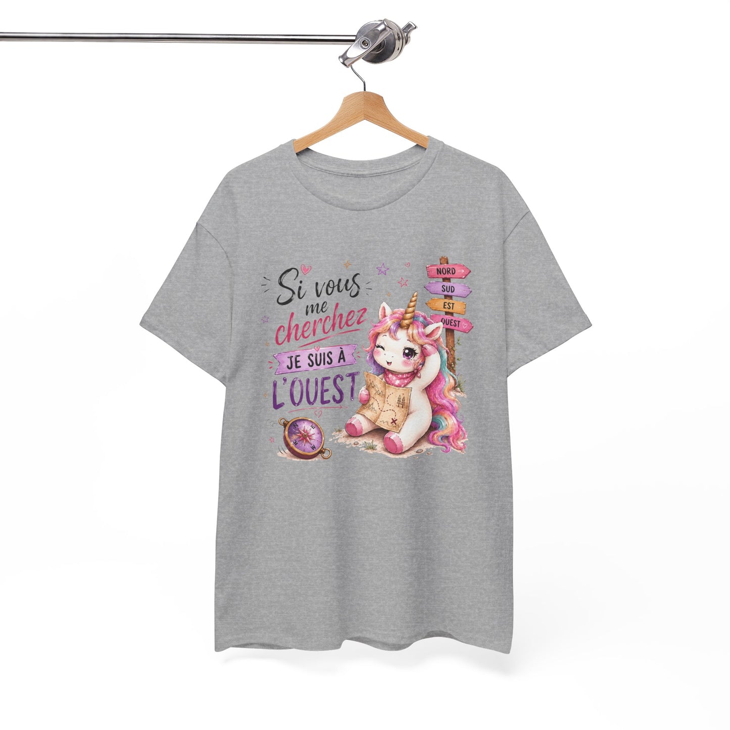 Tee-Shirt Femme Si Vous Me Cherchez Je Suis À L’Ouest – Licorne Drôle – Cadeau Humour Original