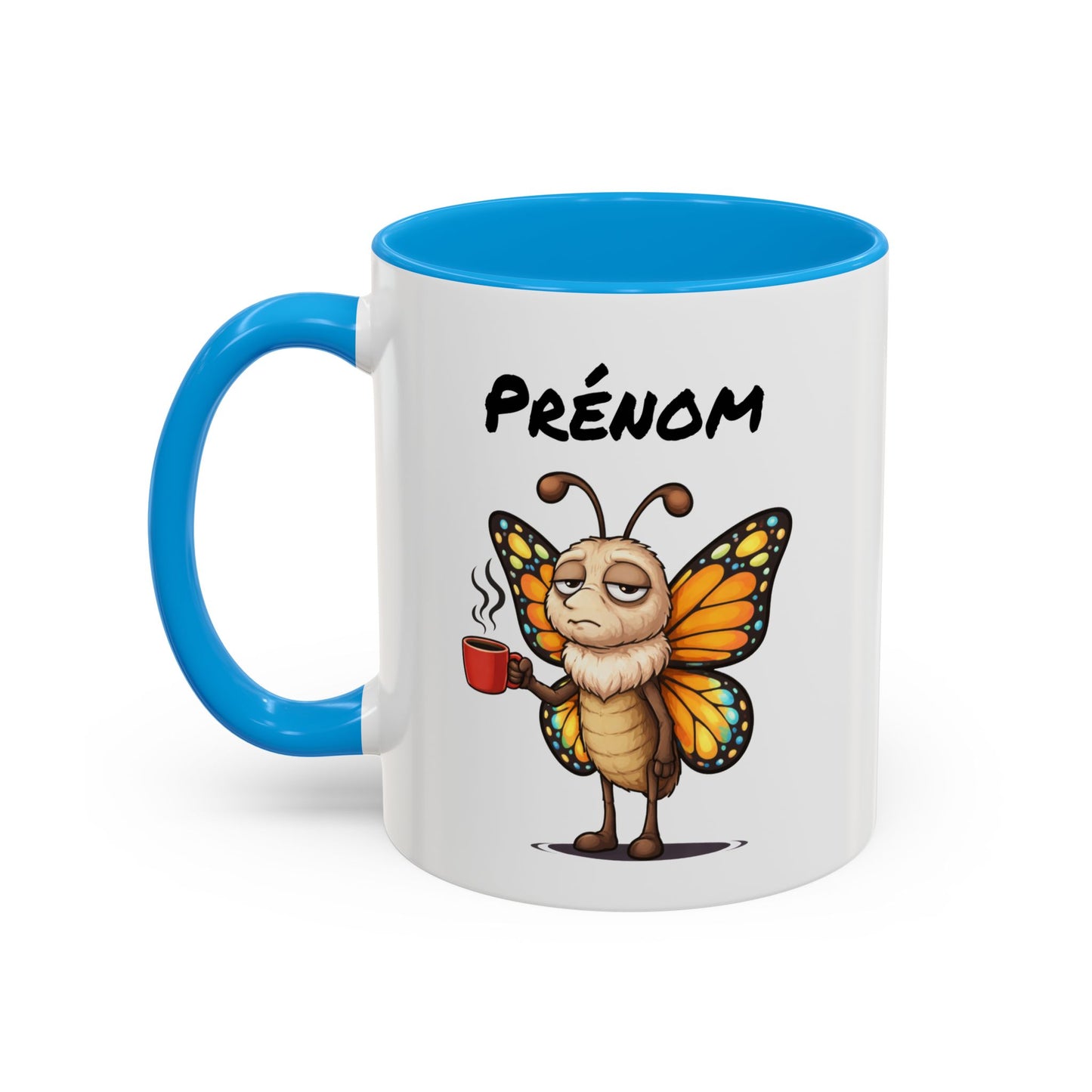 Tasse Papillon avec Café – Mug Insecte Humoristique Fatigue – Illustration Cartoon 325ml