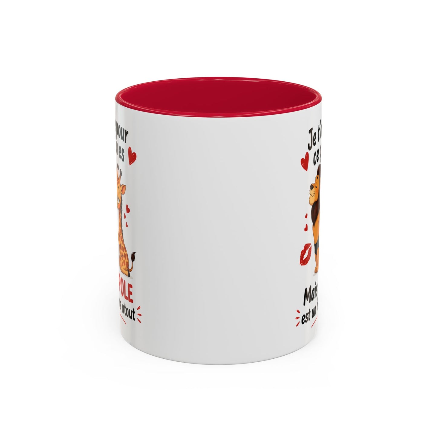 Tasse Lion Girafe Couple Humour – Mug Animaux Amoureux Drôle – Cadeau Couple Original 325ml