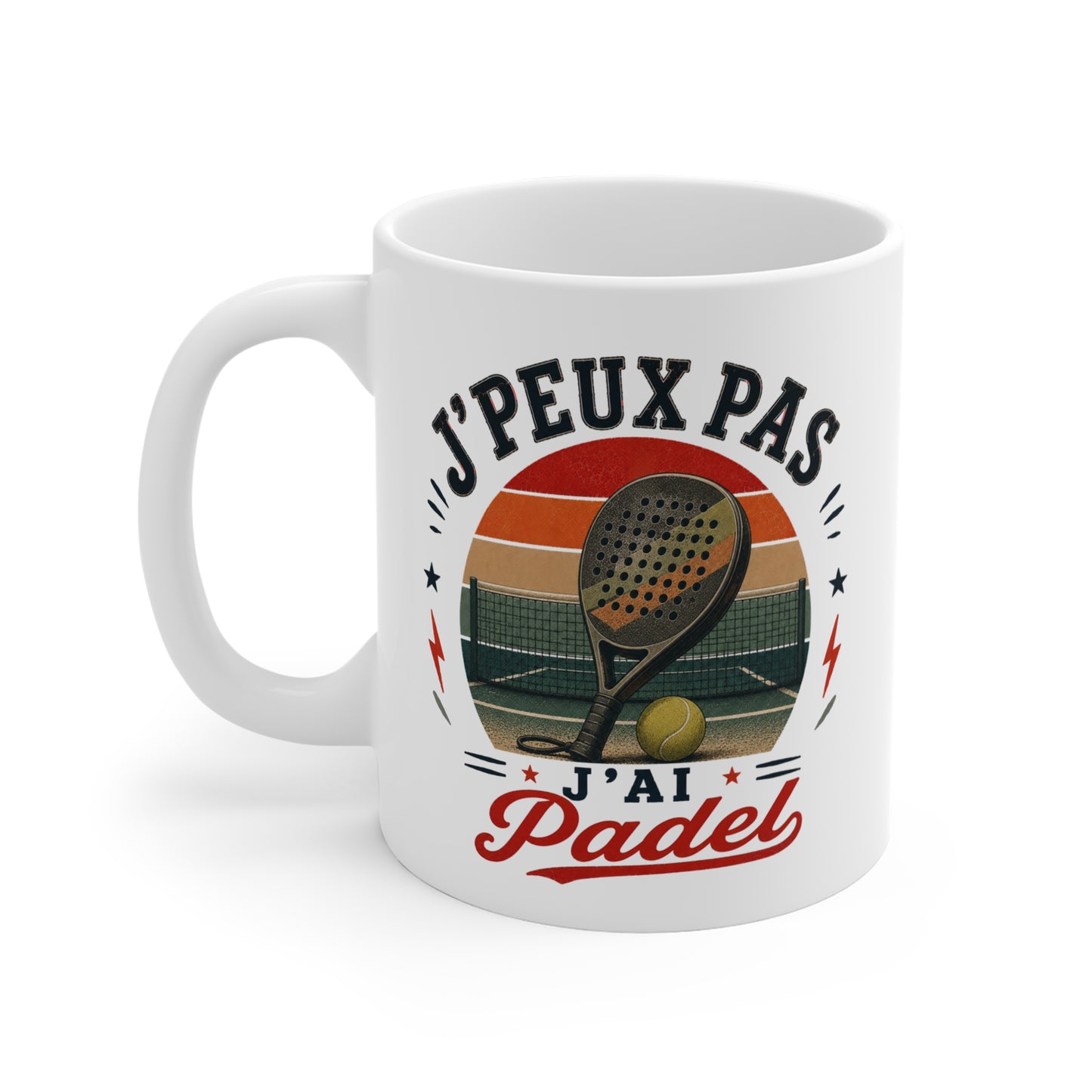 Tasse J’Peux Pas J’Ai Padel – Mug Humour Joueur de Padel Vintage – Cadeau Sport Homme Femme 325ml