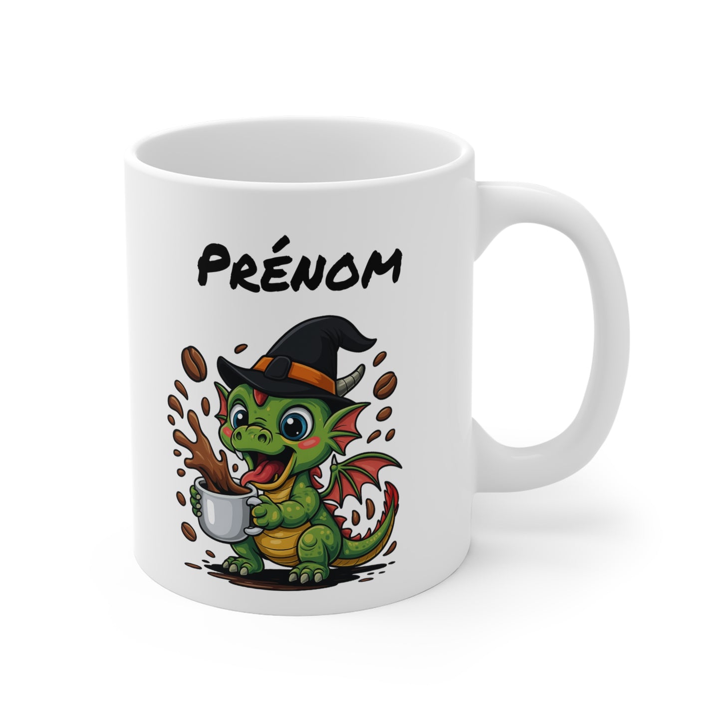 Tasse Personnalisable Dragon Sorcière – Mug Halloween Prénom 325ml – Cadeau Fantaisie Original