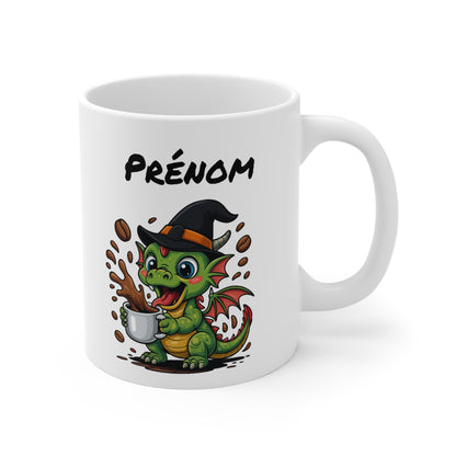 Tasse Personnalisable Dragon Sorcière – Mug Halloween Prénom 325ml – Cadeau Fantaisie Original