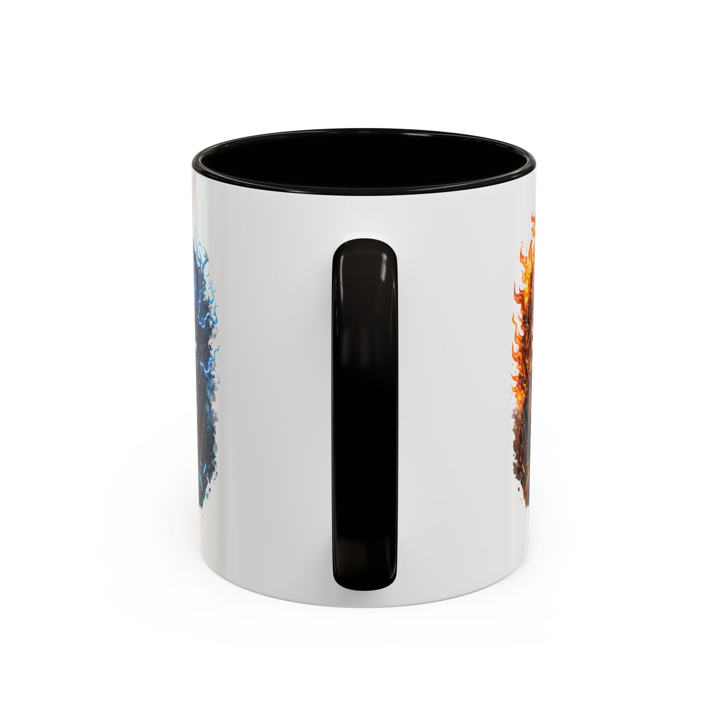 Tasse Crâne Feu et Glace – Mug Skull Dark Électrique Flamme – Cadeau Gamer Gothique Rock – Céramique 325ml