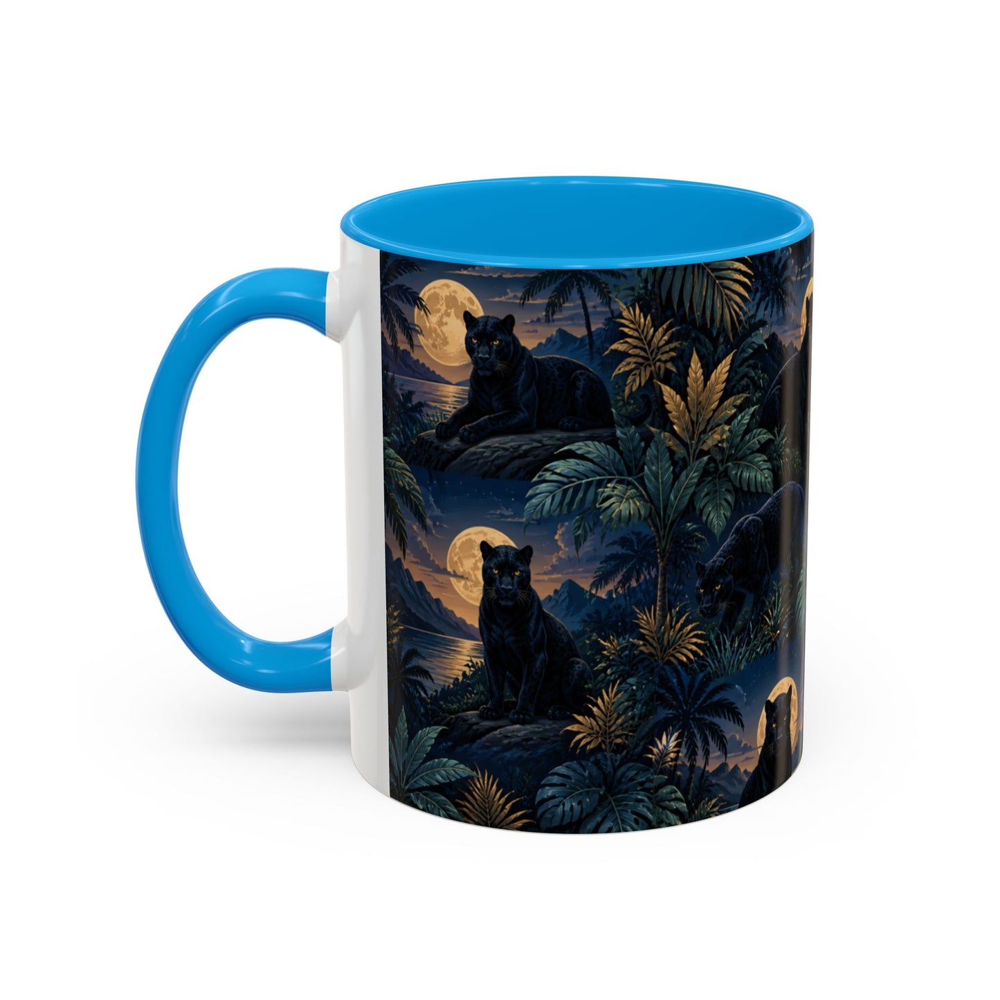 Tasse Panthère Noire Jungle Tropicale – Mug Animal Sauvage et Lune – Design Mystique Nocturne – Céramique 325ml