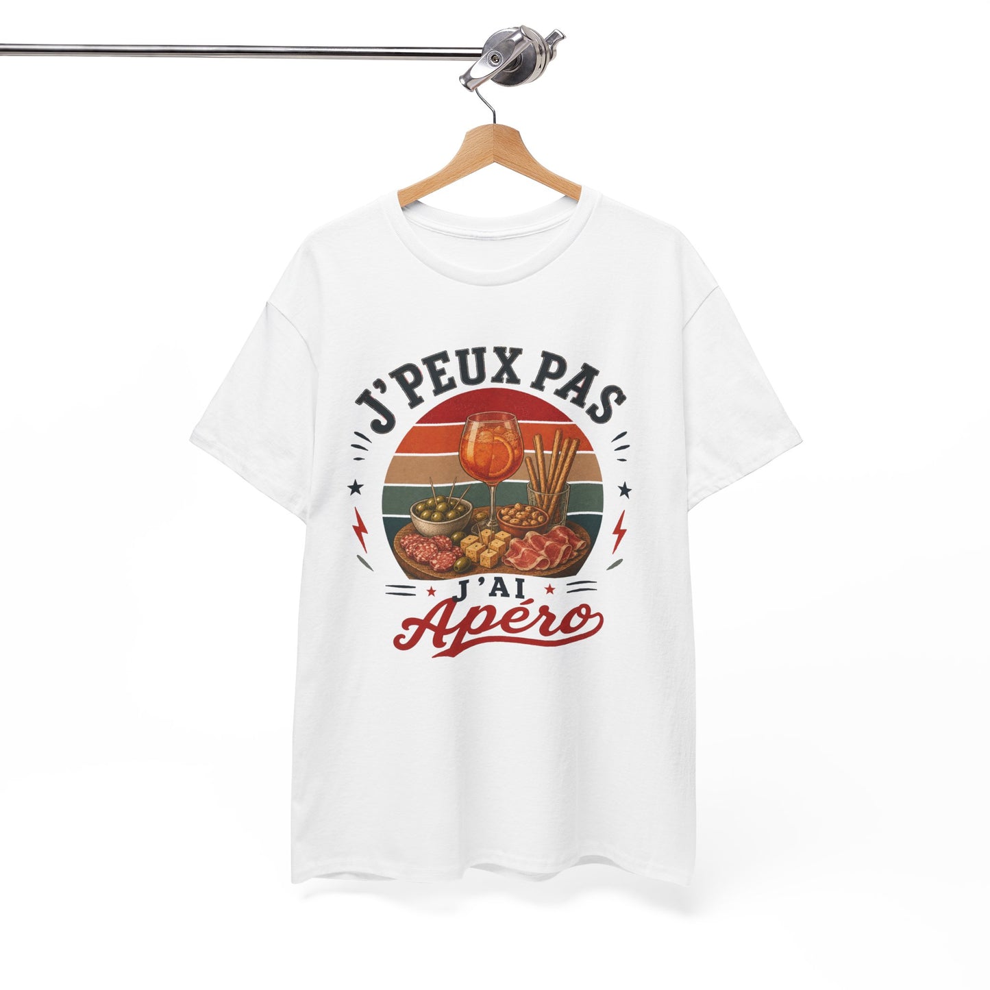 T-Shirt J’Peux Pas J’Ai Apéro – Tee Shirt Humour Convivial Vintage – Cadeau Ami Collègue Homme Femme