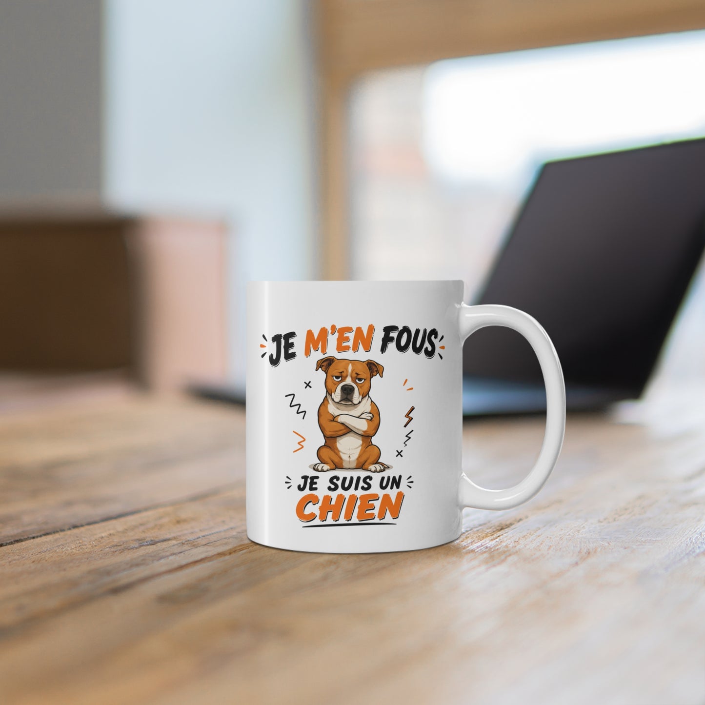 Tasse Je M’en Fous Je Suis Un Chien – Mug Humour Chien Cartoon – Cadeau Original Animal Drôle 325ml