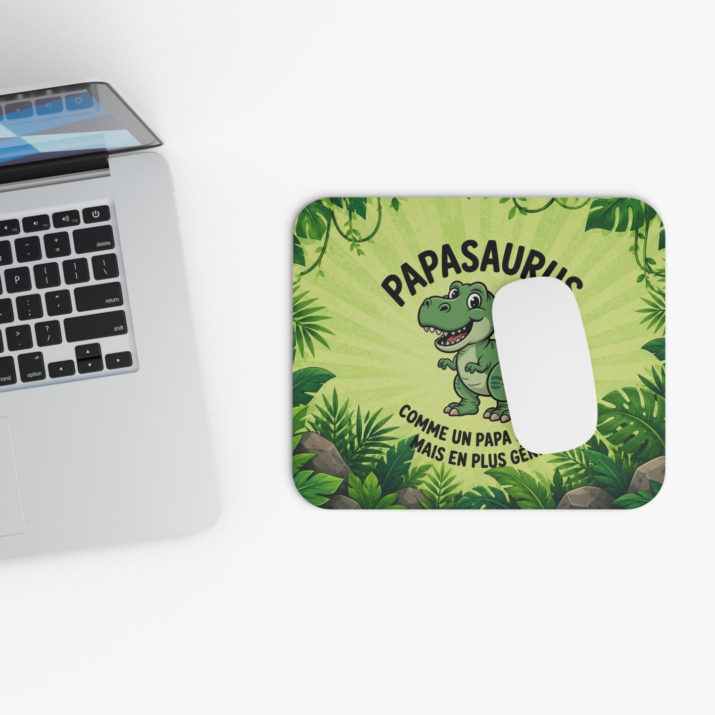 Tapis de Souris 22x18cm Papasaurus Papa Dinosaure Drôle Cadeau Papa Humour Jurassic Bureau Gaming Fête des Pères