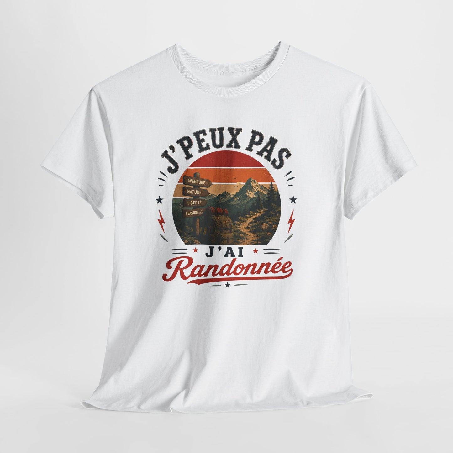 T-ShirtHomme Femme – J’Peux Pas J’Ai Randonnée – Tee Shirt Randonneur Randonneuse Montagne Trekking Marche Nature Aventure Outdoor Cadeau Passion
