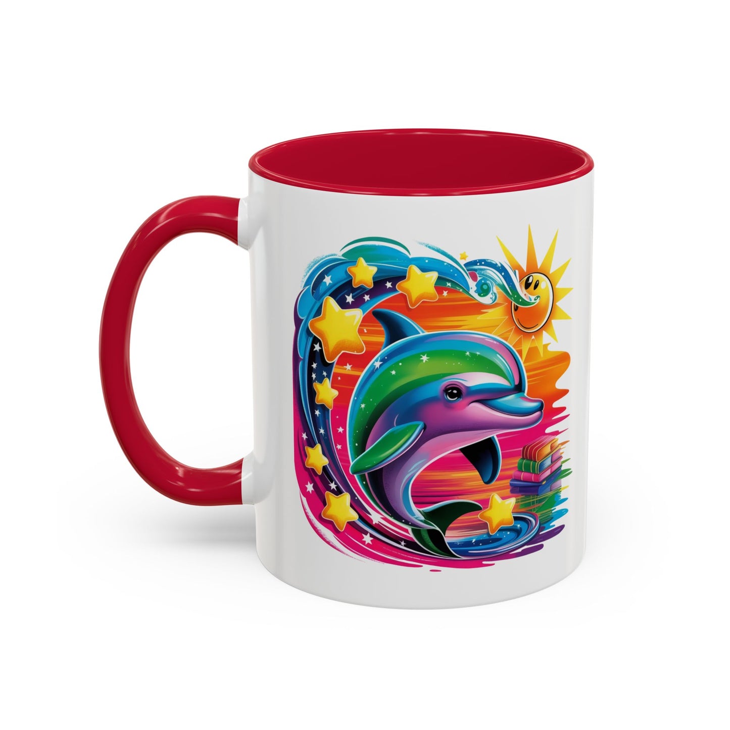 Mug Dauphin Multicolore – Tasse Design Fantaisie Océan Soleil et Étoiles – Cadeau Original 325ml