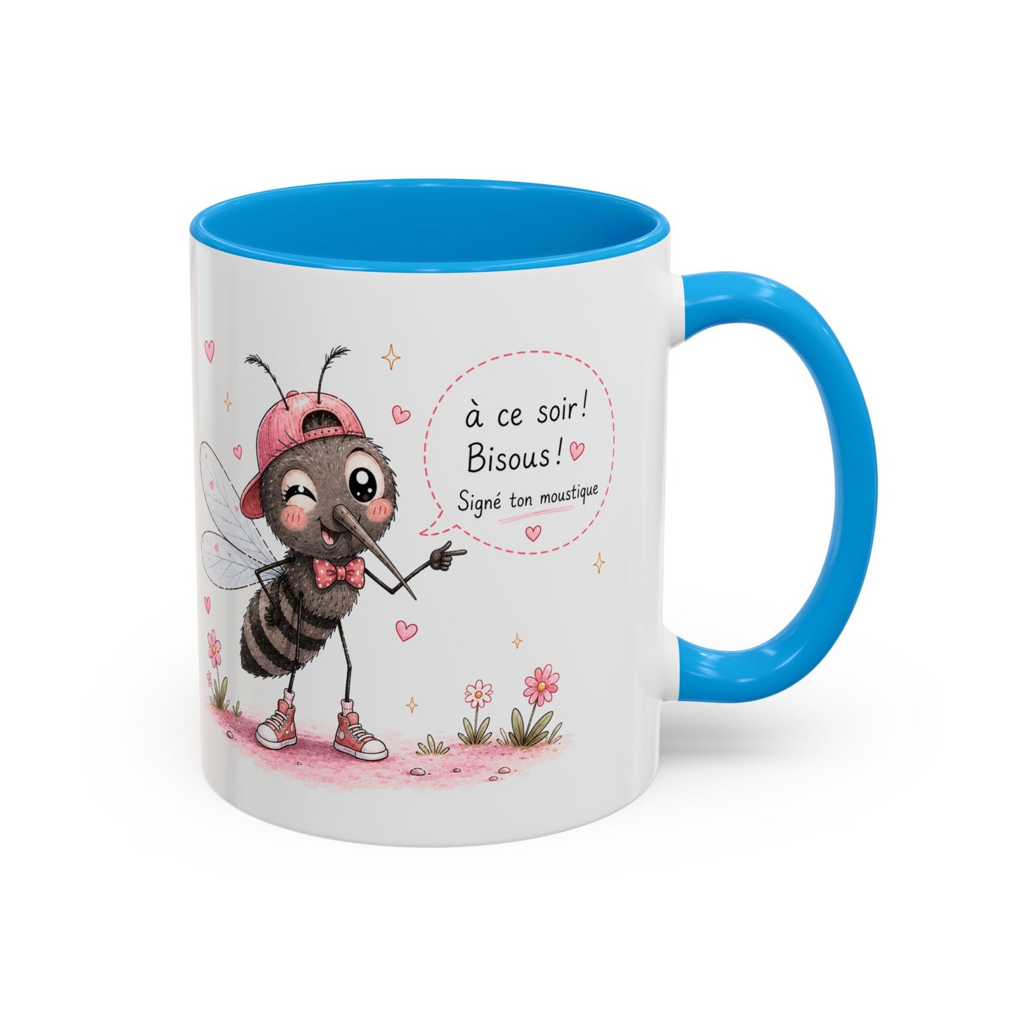 Tasse À Ce Soir ! Bisous ! Signé Ton Moustique – Mug Moustique Humour Kawaii – Cadeau Drôle Homme Femme 325ml