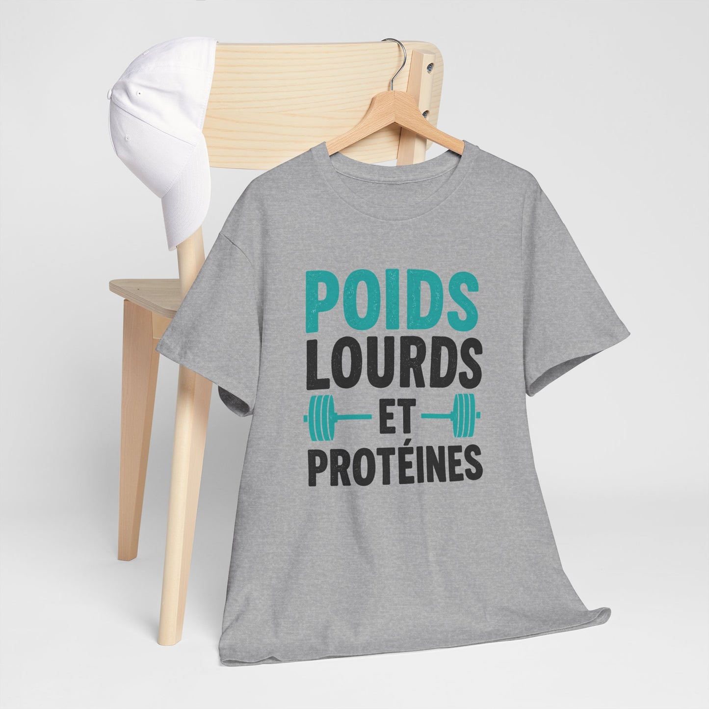 T-Shirt Musculation Homme et Femme – Fitness Protéines Poids Lourds – Salle de Sport Entraînement – Cadeau Sportif