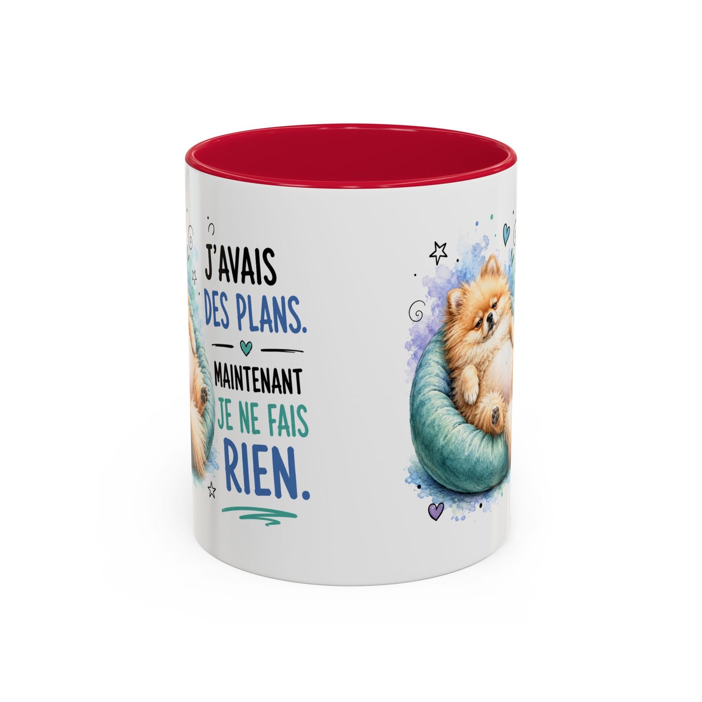 Tasse Spitz Nain Drôle Homme Femme – Mug J'Avais des Plans Maintenant Je Ne Fais Rien – Cadeau Humour Chien 325 ml