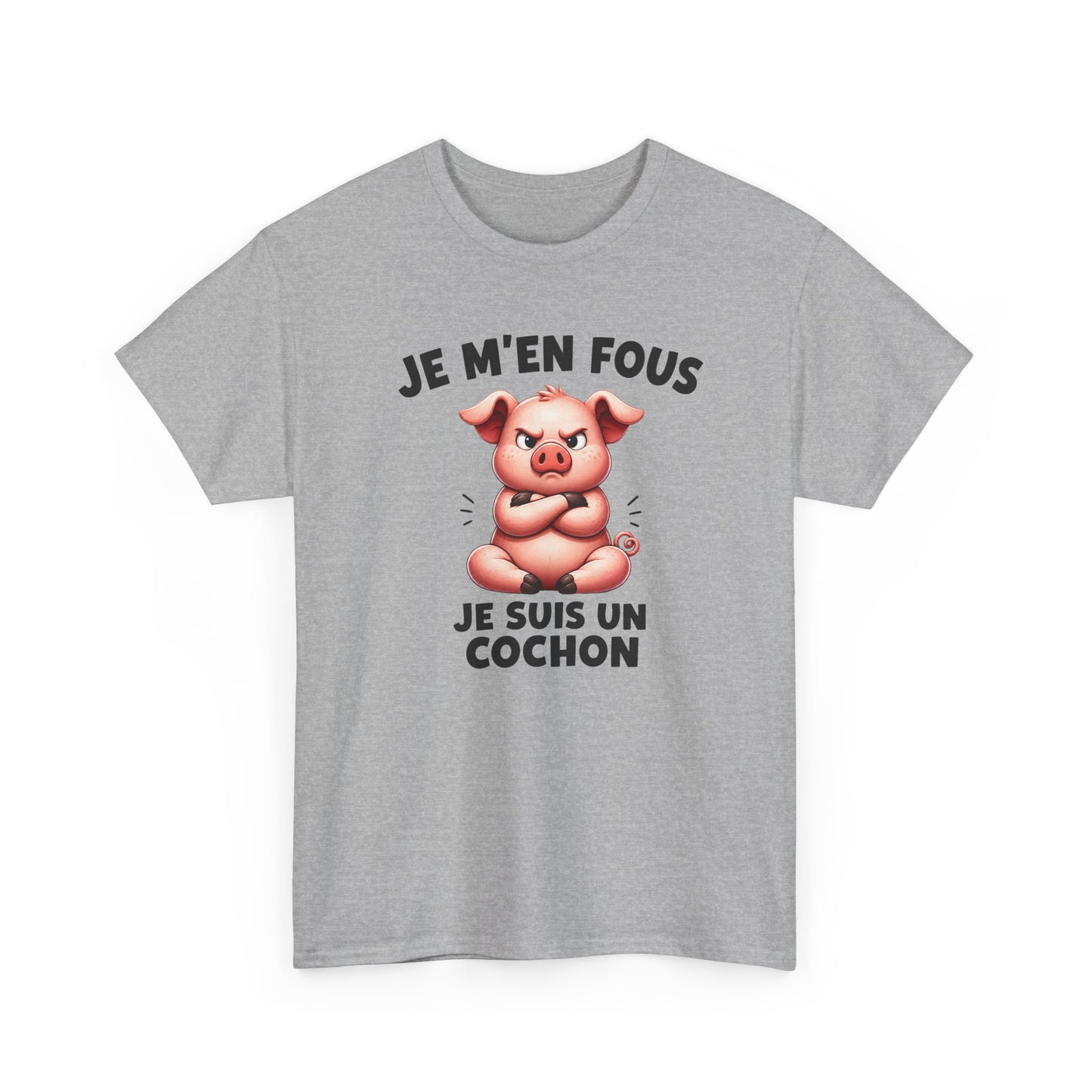 Tee Shirt Je M’En Fous Je Suis Un Cochon – T-Shirt Humour Cochon Grincheux – Cadeau Homme Femme Animal Mignon et Sarcastique