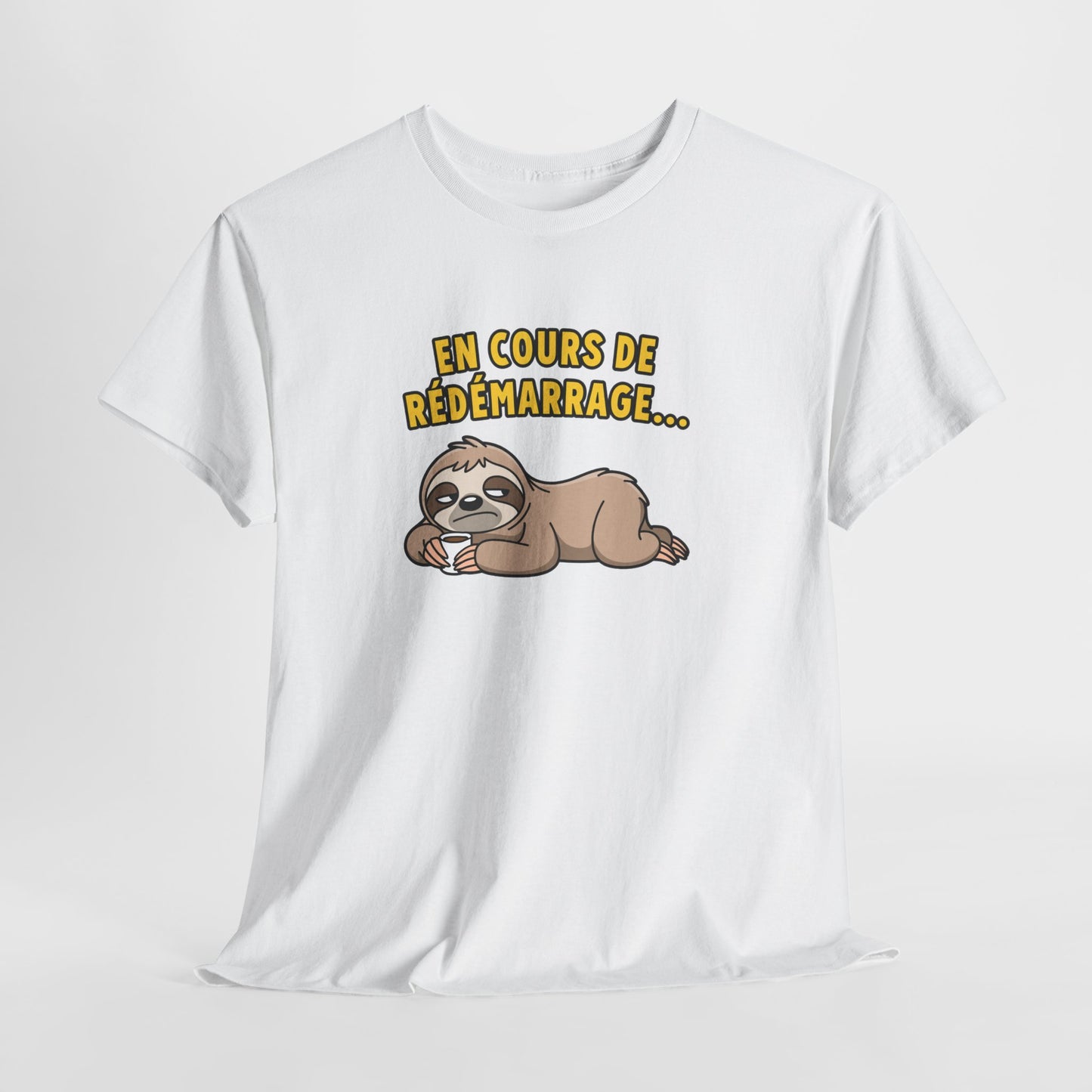 T-Shirt Humour Paresseux En Cours de Redémarrage – Tee Shirt Drôle Adulte Fatigue Café Travail Bureau Citation Fun Cadeau Collègue Homme Femme