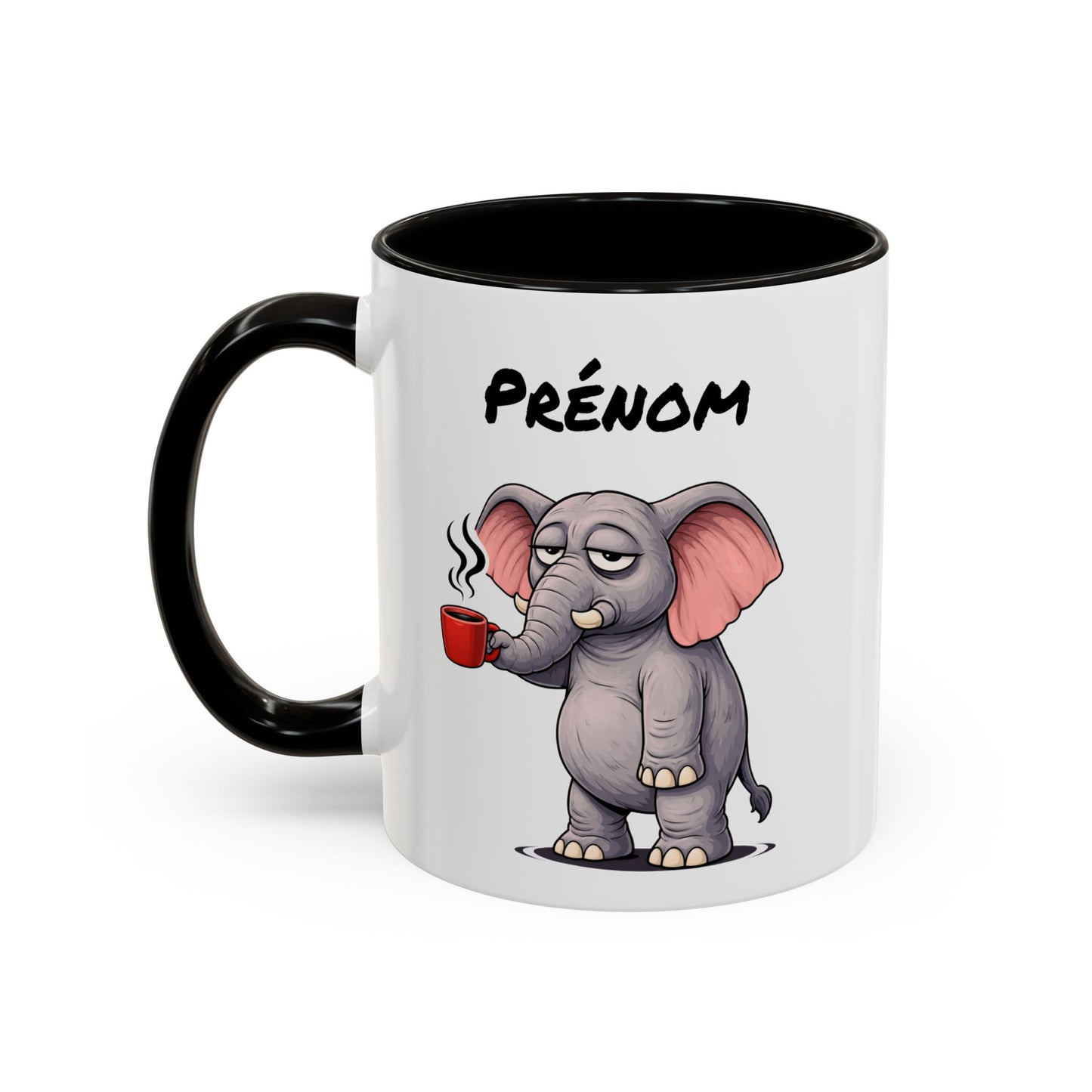 Tasse Éléphant avec Café – Mug Animal Mignon Humoristique – Illustration Éléphant Fatigue 325ml