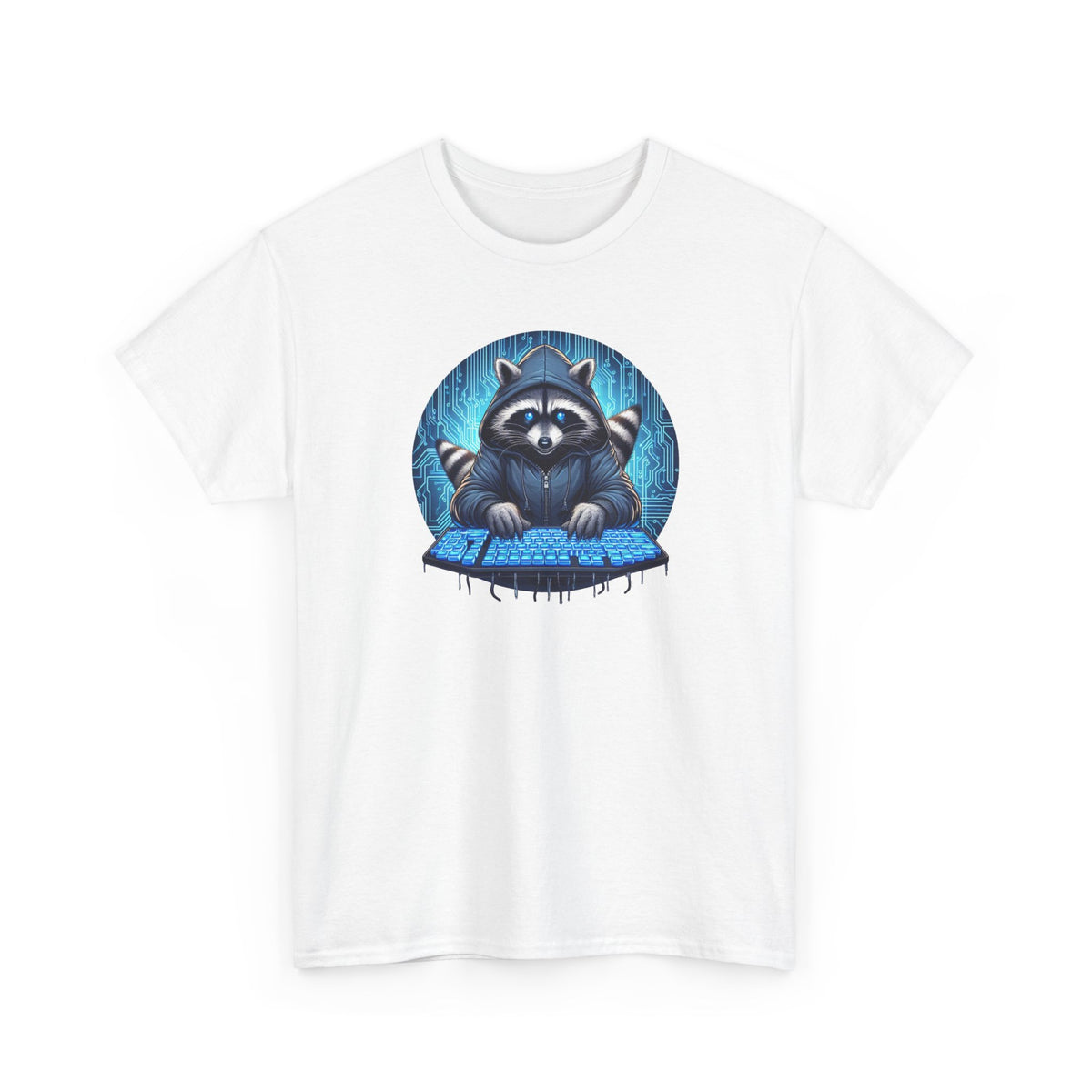 Tee Shirt Raton Laveur Hacker Homme Femme – T-Shirt Geek Informatique Raton Laveur au Clavier – Cadeau Gamer et Passionné de Technologie