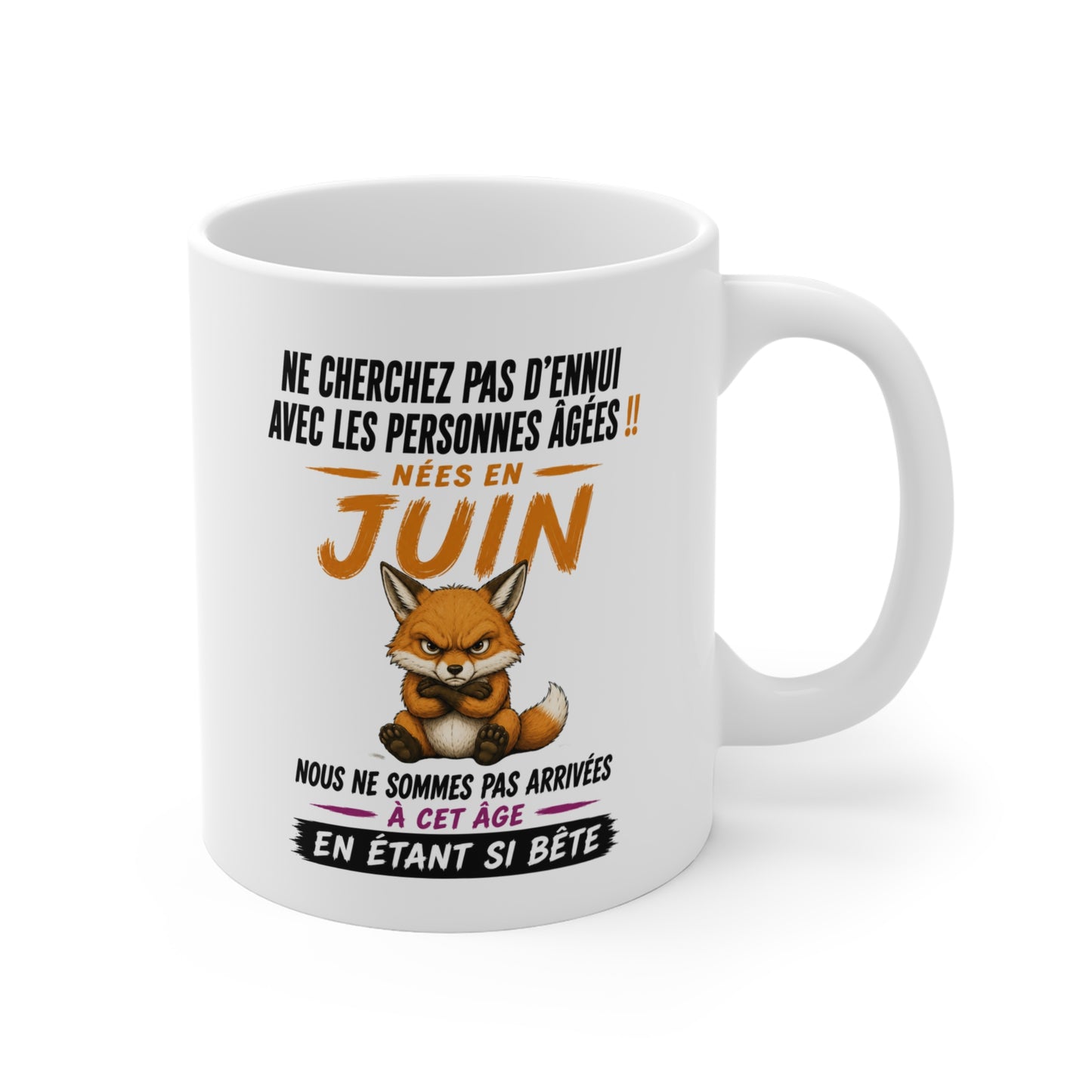 Tasse Retraite Juin Humour – Mug Personne Âgée Renard Drôle – Cadeau Retraité 325ml