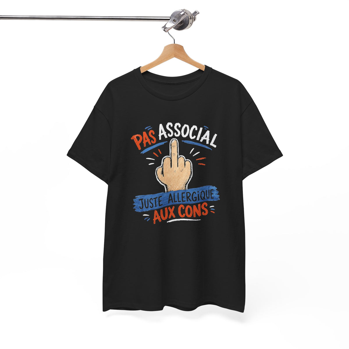 Tee Shirt Humour Pas Asocial Juste Allergique aux Cons – T-Shirt Homme Femme Drôle Original – Idée Cadeau