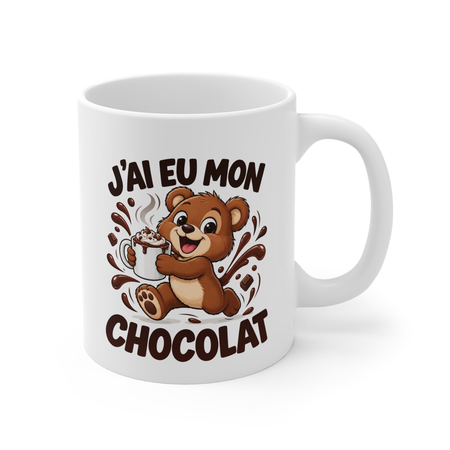 Mug Humour Chocolat – J’ai Eu Mon Chocolat – Tasse Ourson Gourmand – Cadeau Original Amateur de Chocolat Homme Femme