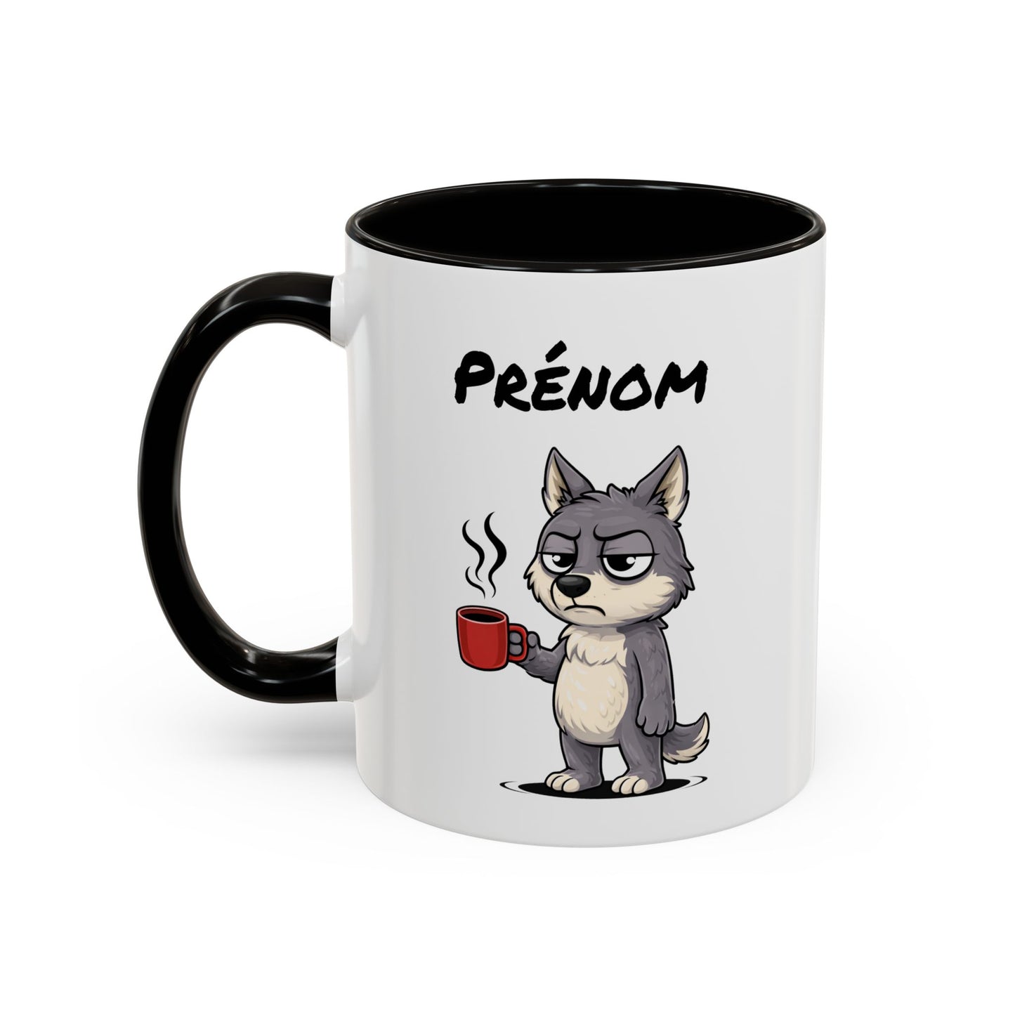 Mug Loup Fatigué Personnalisable 325ml – Tasse Café Humour Animal Sauvage Drôle Réveil Difficile Travail