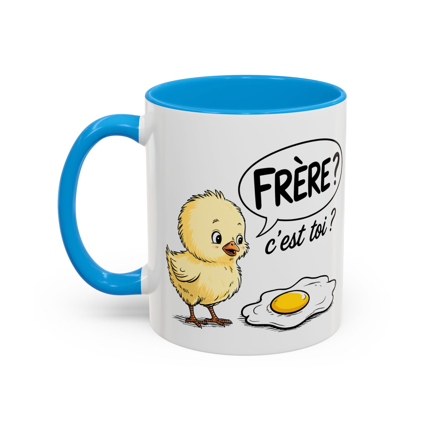 Mug Humour Poussin Œuf – Tasse Blague Frère C’est Toi – Cadeau Drôle Fun Original – Céramique 325ml Noir Bleu Rouge