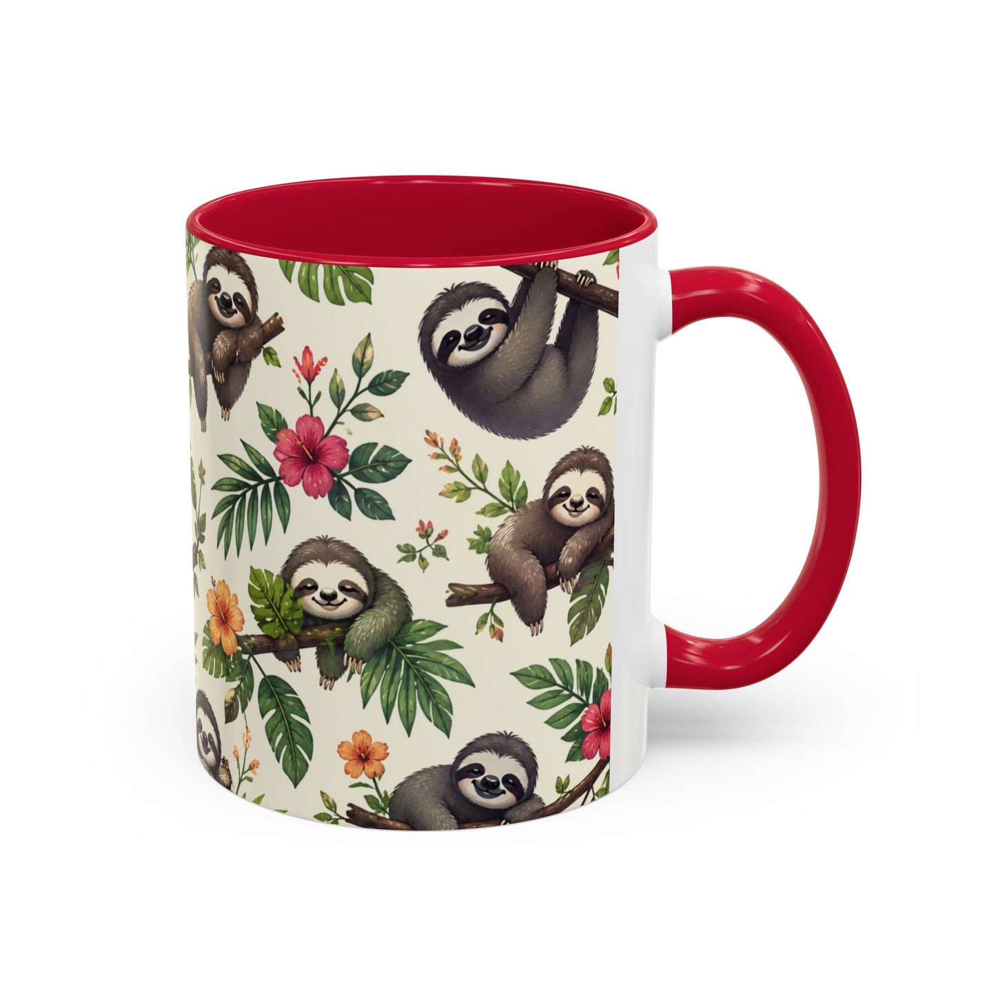Tasse Paresseux Mignons – Mug Jungle Tropicale et Fleurs – Design Animal Kawaii et Nature – Céramique 325ml