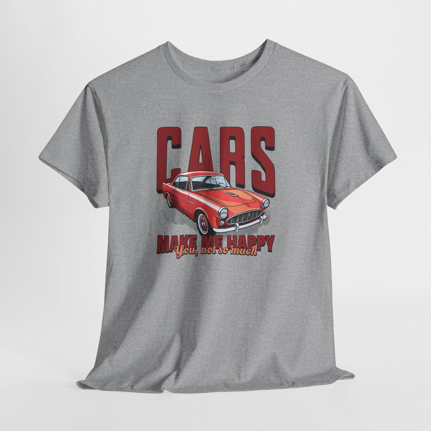 T-Shirt Cars Make Me Happy Homme Femme – Tee Shirt Voiture Vintage Humour – Cadeau Passion Automobile