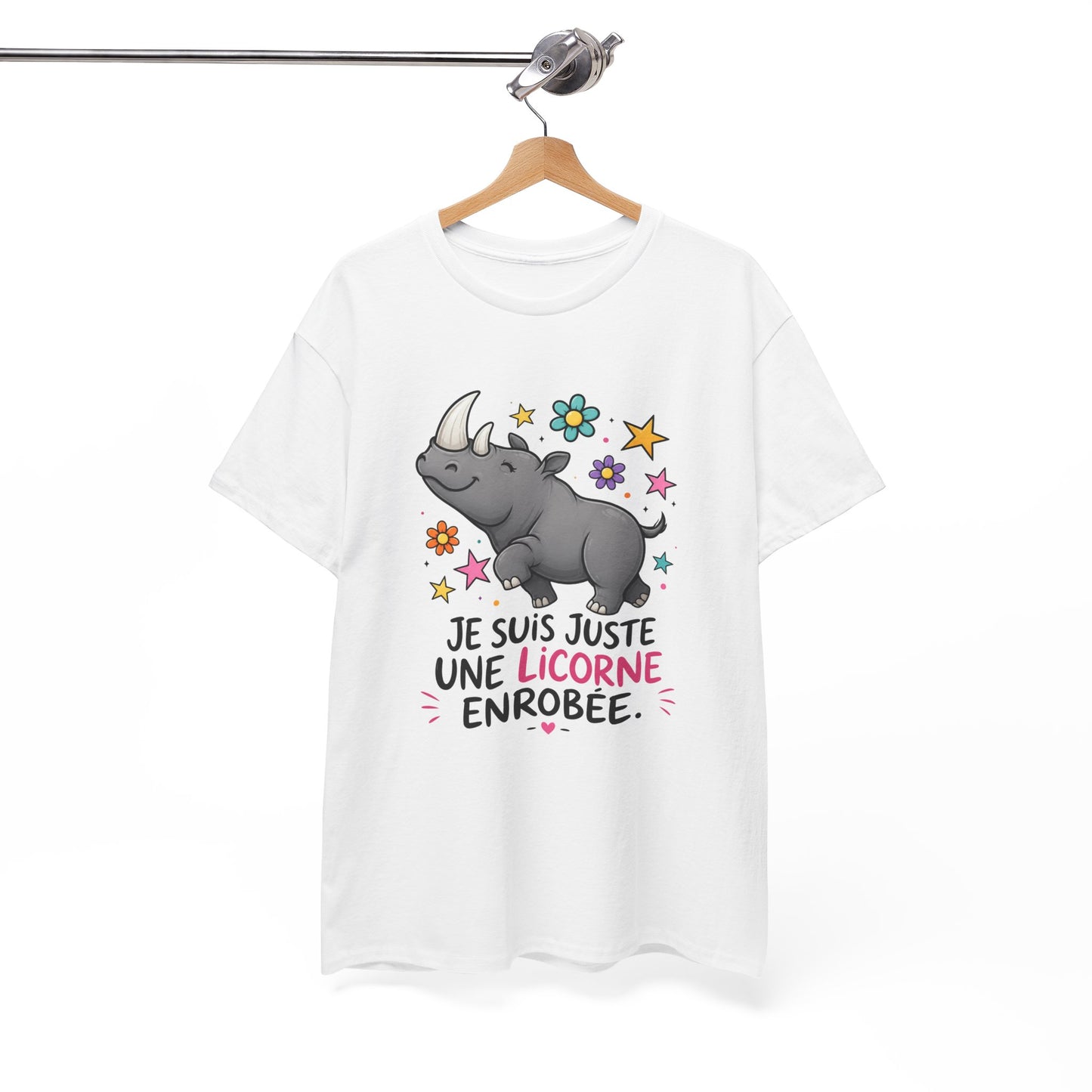 T-Shirt Rhinocéros Femme – Cadeau Humour Femme Drôle – Animal Rigolo Licorne – Idée Cadeau Original Anniversaire