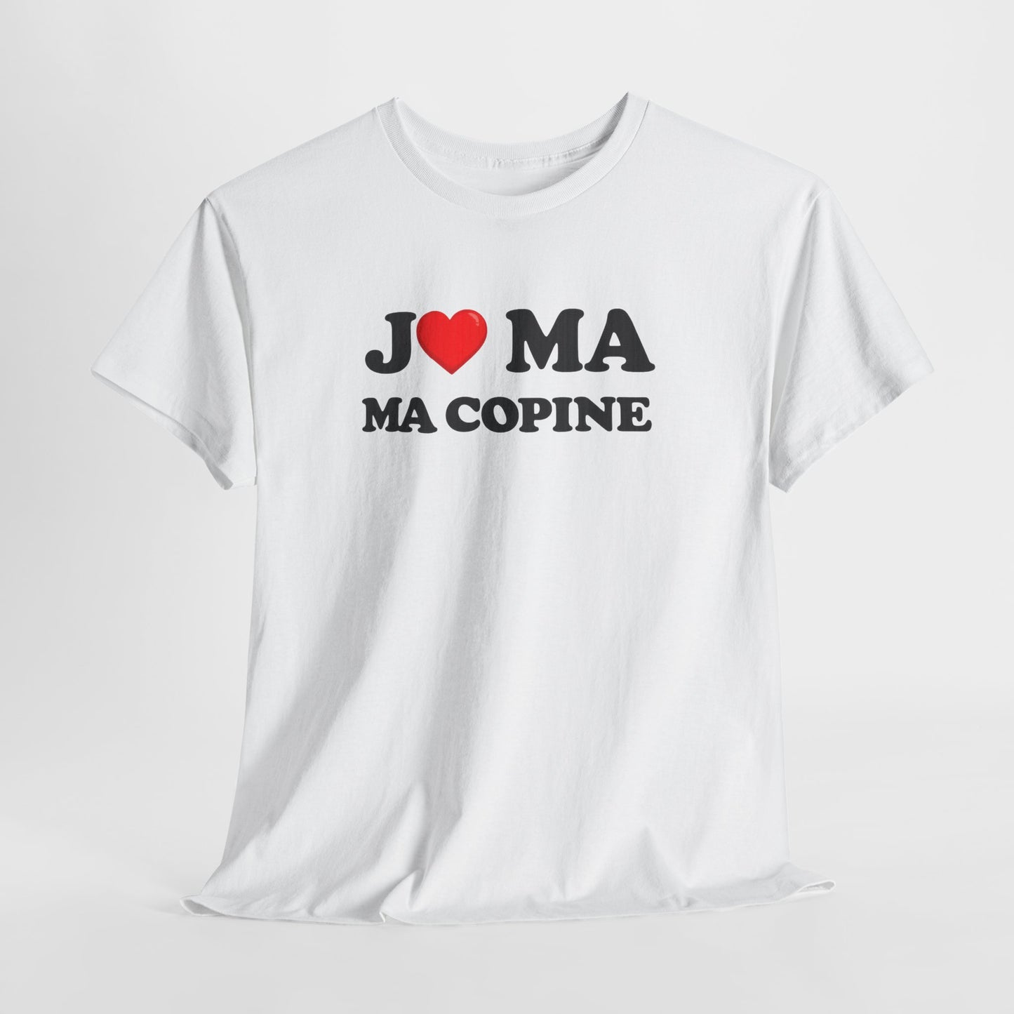 Tee Shirt J’aime ma copine – Message amour couple – Cadeau romantique Blanc Gris Noir