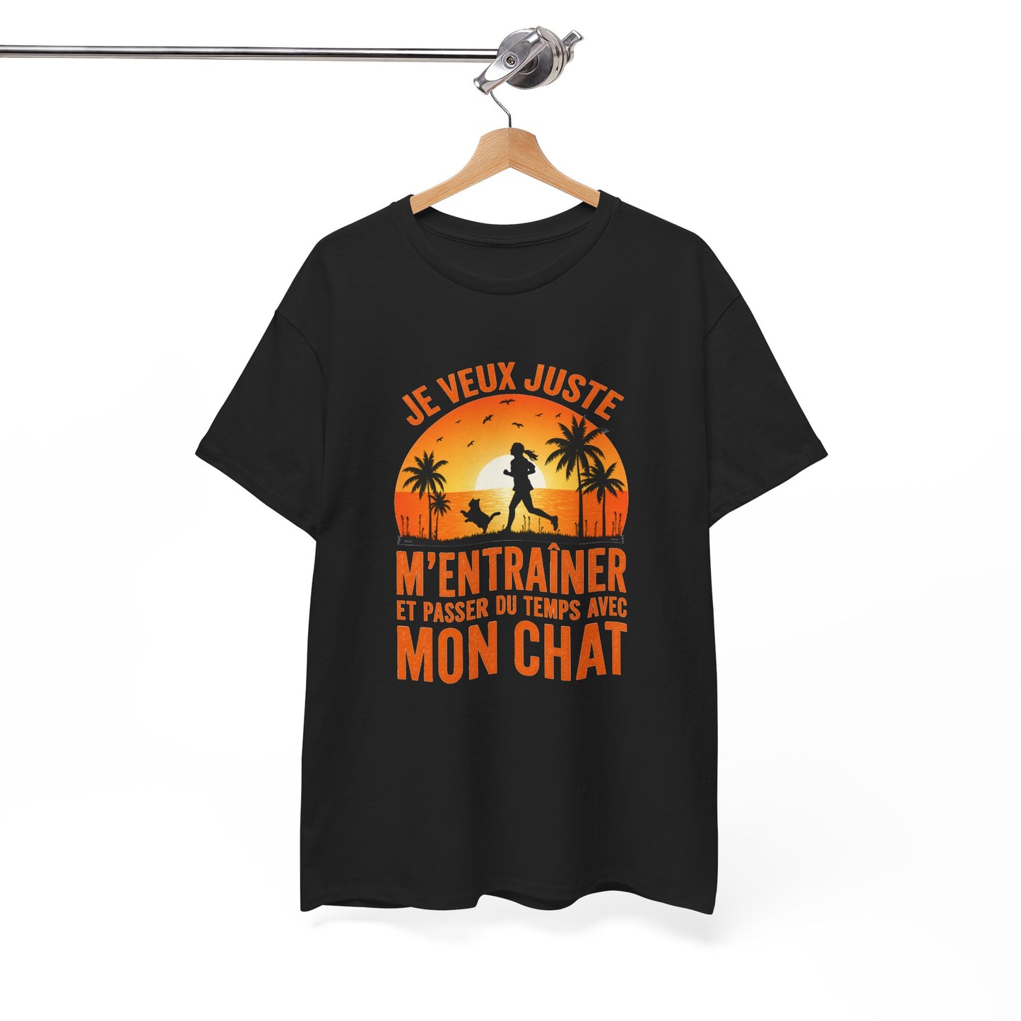 T-Shirt Femme Running avec Chat – Course à Pied Jogging Sport – Cadeau Coureuse Amoureuse des Chats