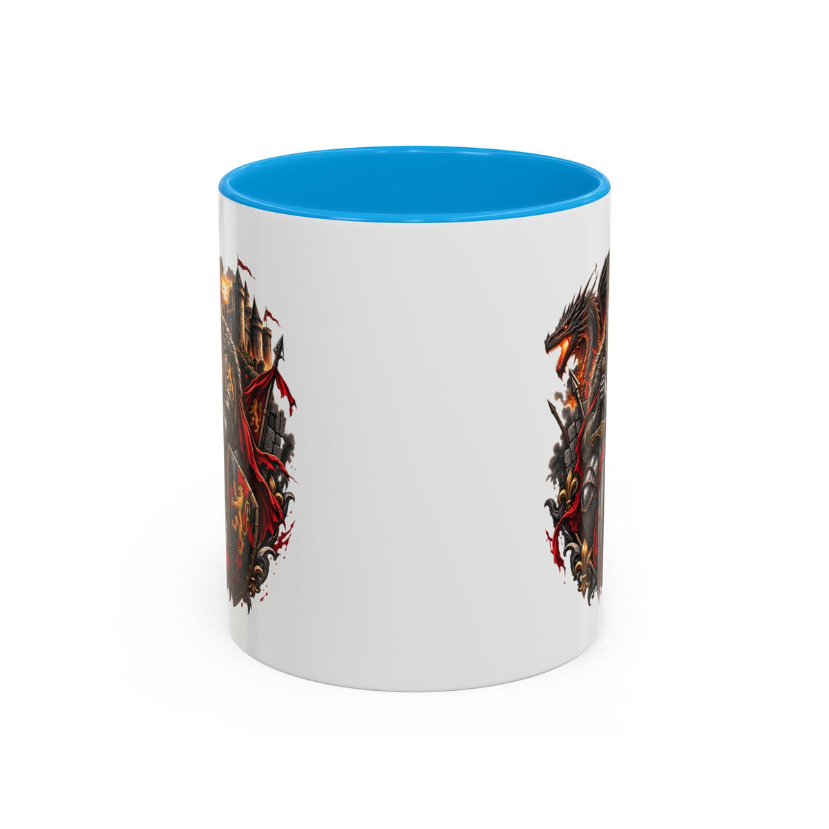 Mug Chevalier Médiéval Moyen âge– Guerrier Dragon et Château – Tasse Fantastique – Cadeau Original Homme