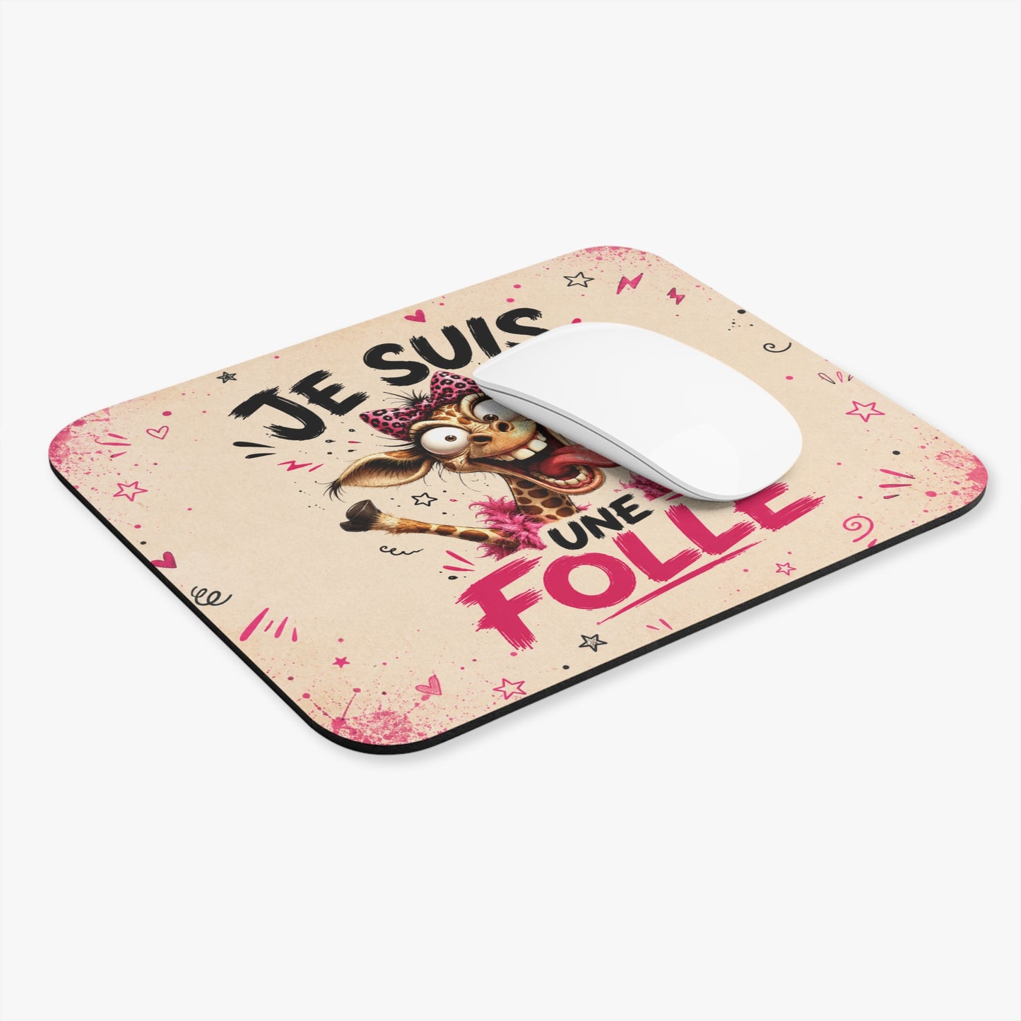 Tapis de Souris 22x18cm Je Suis une Folle – Girafe Déjantée Humour Femme – Cadeau Drôle Original