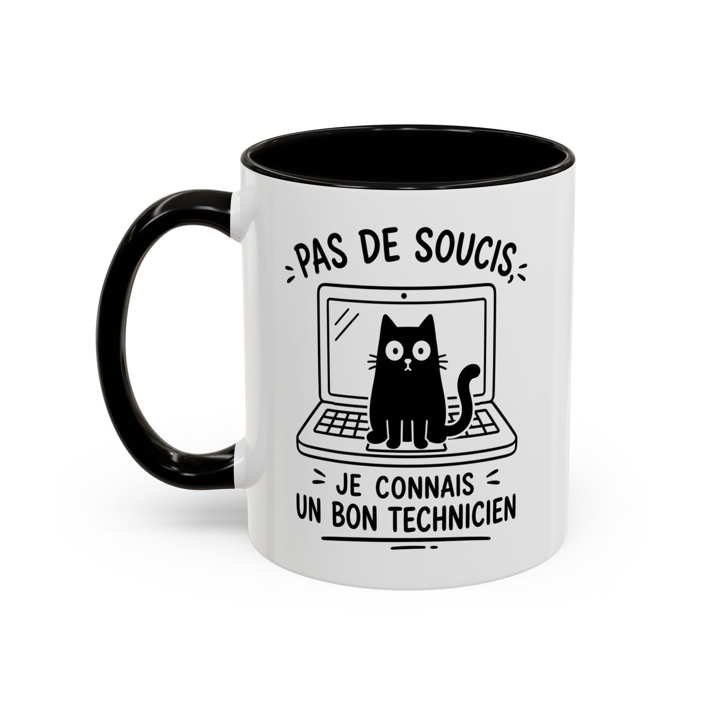 Tasse Humour Informatique Homme et Femme – Mug Drôle Chat Ordinateur Technicien – Cadeau Original Geek Informaticien 325 ml