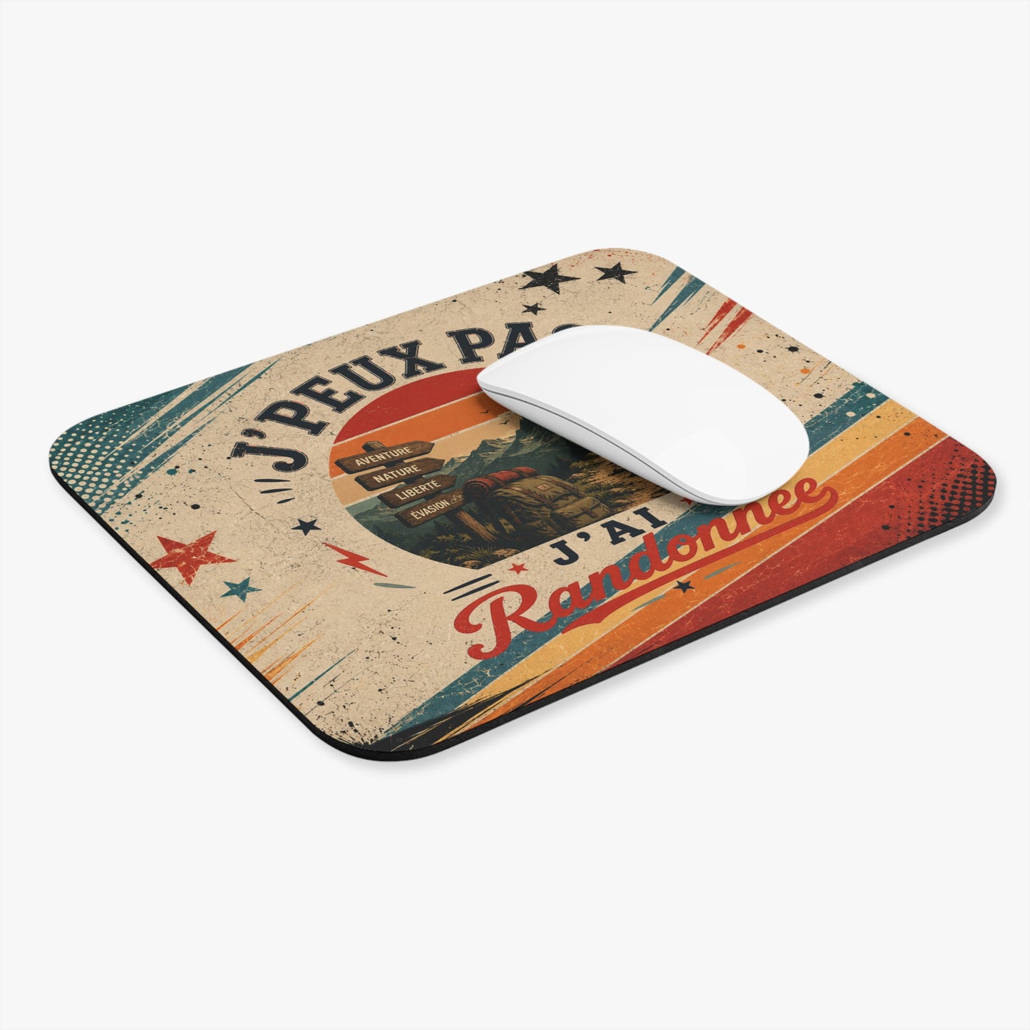 Tapis de Souris J'Peux Pas J'ai Randonnée Vintage – Cadeau Randonnée Homme et Femme – Accessoire Bureau Gamer Nature Trekking Original