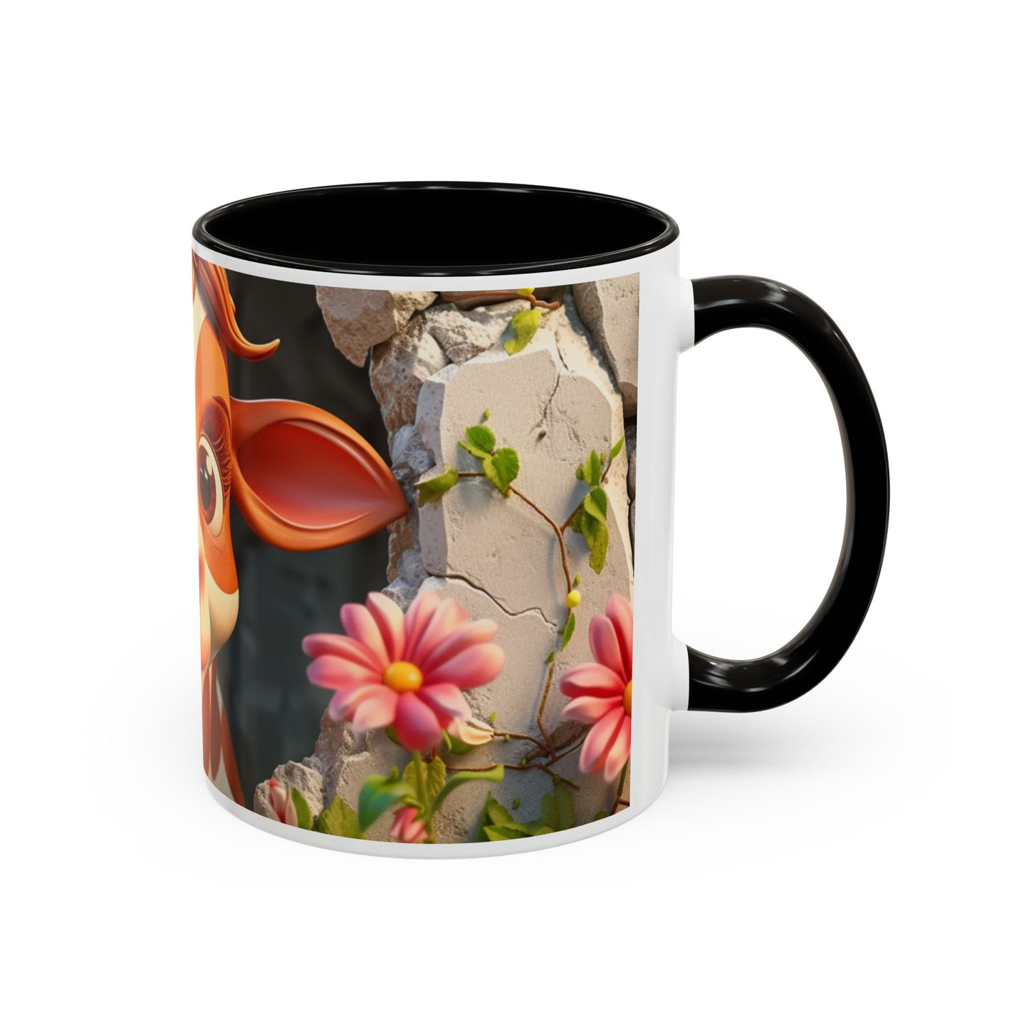 Mug Vache Kawaii – Tasse Vache Mignonne Cartoon avec Fleurs – Cadeau Animaux Ferme Cute 325ml