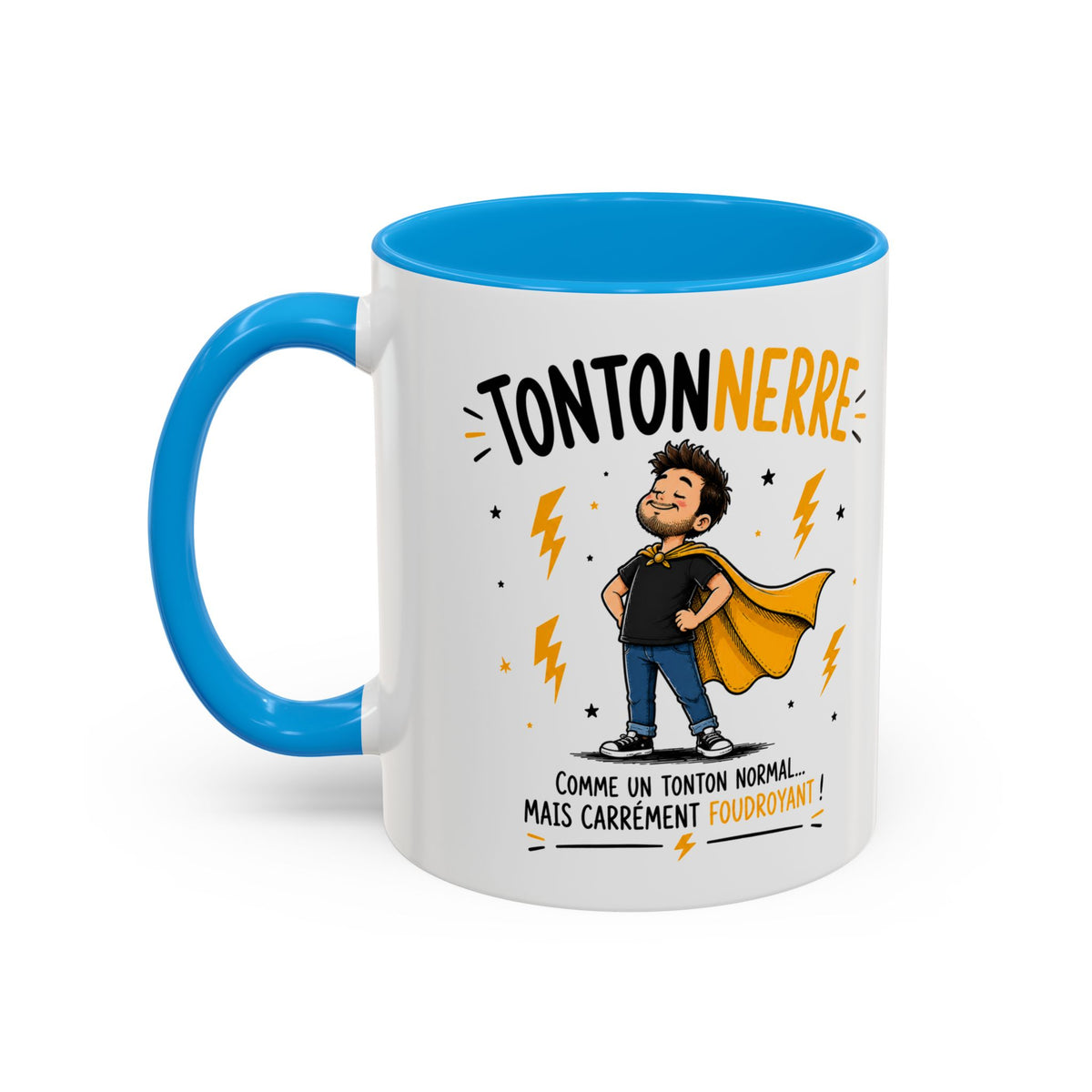 Mug Tontonnerre – Tasse Humoristique pour Tonton – Comme un Tonton Normal Mais Carrément Électrique – Idée Cadeau Originale Anniversaire Noël Famille noir bleu rouge