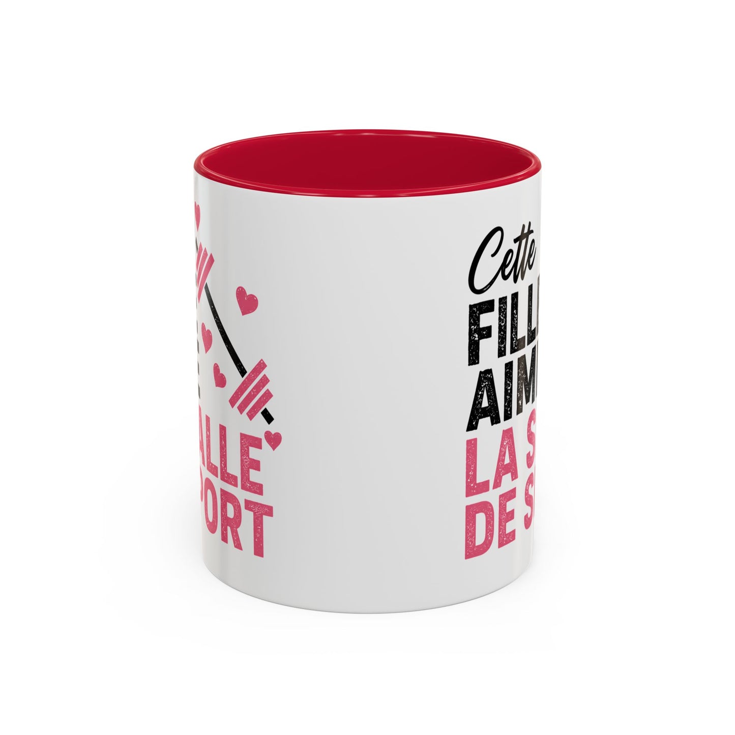 Mug Femme Fitness – Tasse Musculation Haltères – Cadeau Original Sportive, Gym Entraînement Bodybuilding Noir Bleu Rouge
