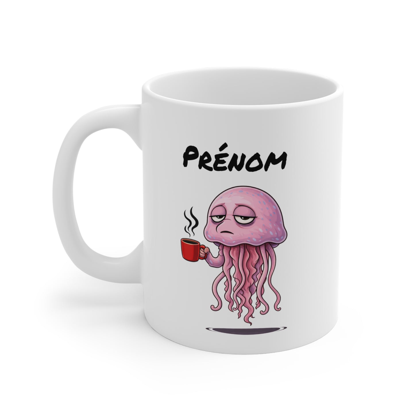 Tasse Méduse avec Café – Mug Animal Marin Humoristique Fatigue – Illustration Cartoon 325ml – Cadeau Original et Fun