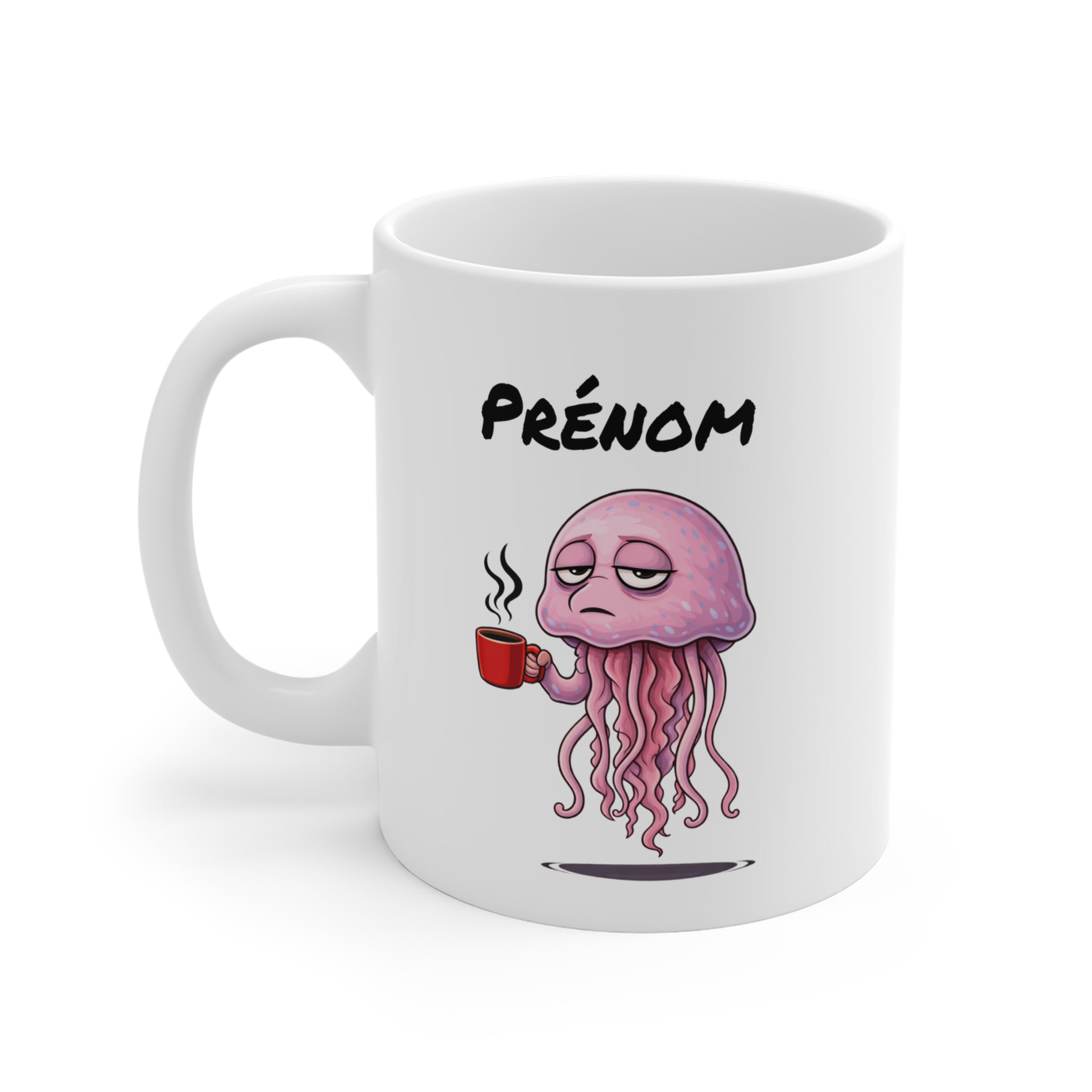 Tasse Méduse avec Café – Mug Animal Marin Humoristique Fatigue – Illustration Cartoon 325ml – Cadeau Original et Fun