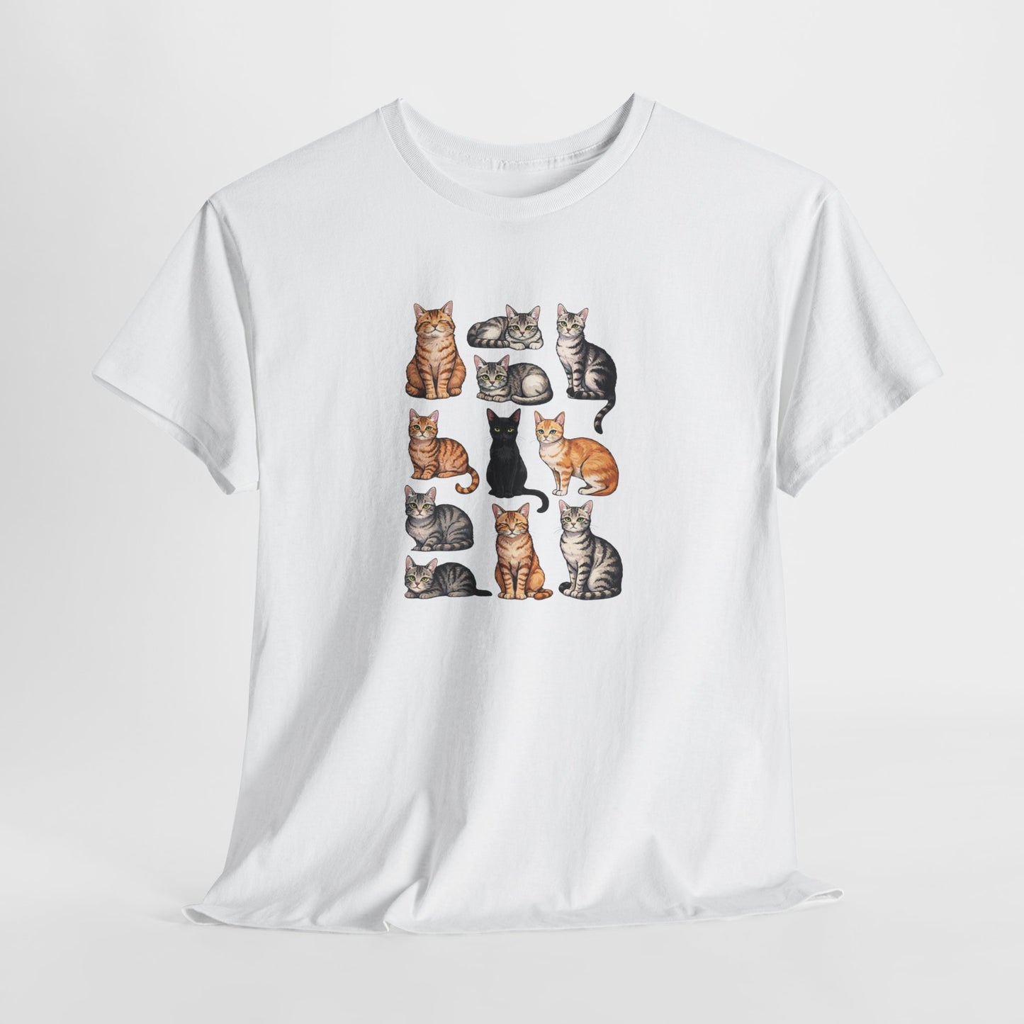 T-Shirt Chats Mignons Multiples – Design Différentes Races de Chats – Tee-Shirt Amoureux des Chats