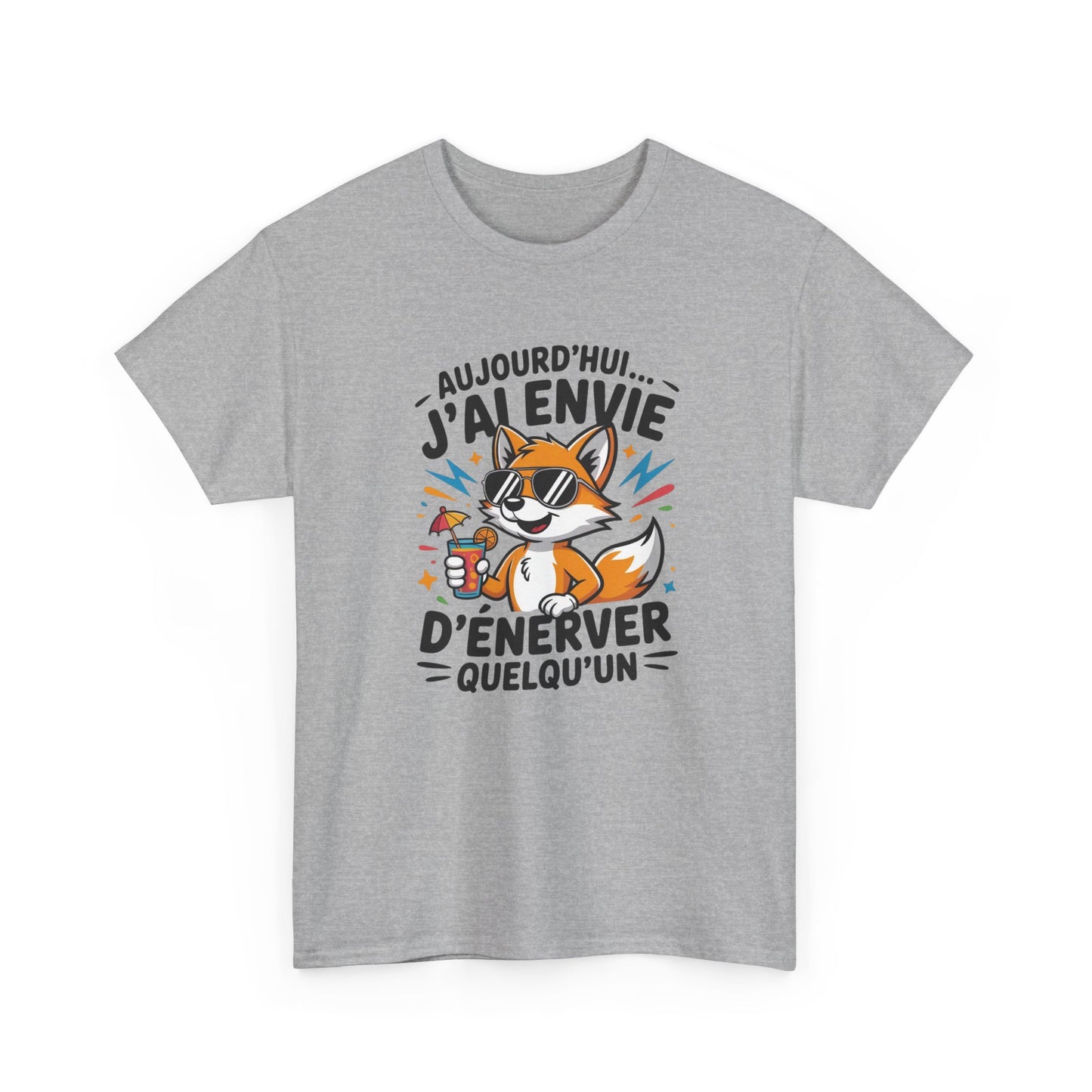 T-Shirt Humoristique Renard Homme Femme – Tee Shirt Drôle Sarcastique – Cadeau Fun Adulte Noir Blanc Gris