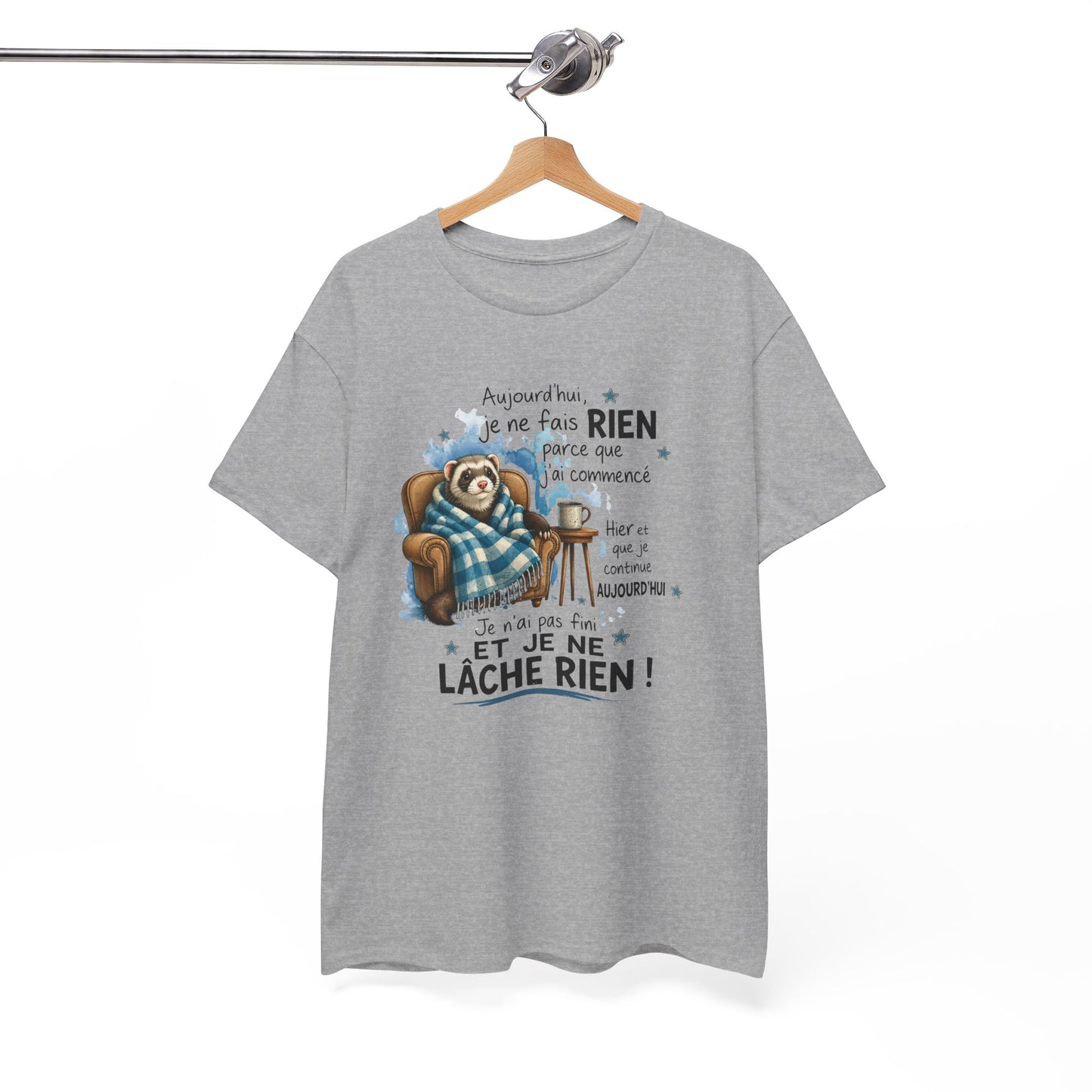 Tee-Shirt Humour Homme et Femme – Furet Détente Paresse Repos – Cadeau Original Drôle pour Amateur de Farniente et Animaux