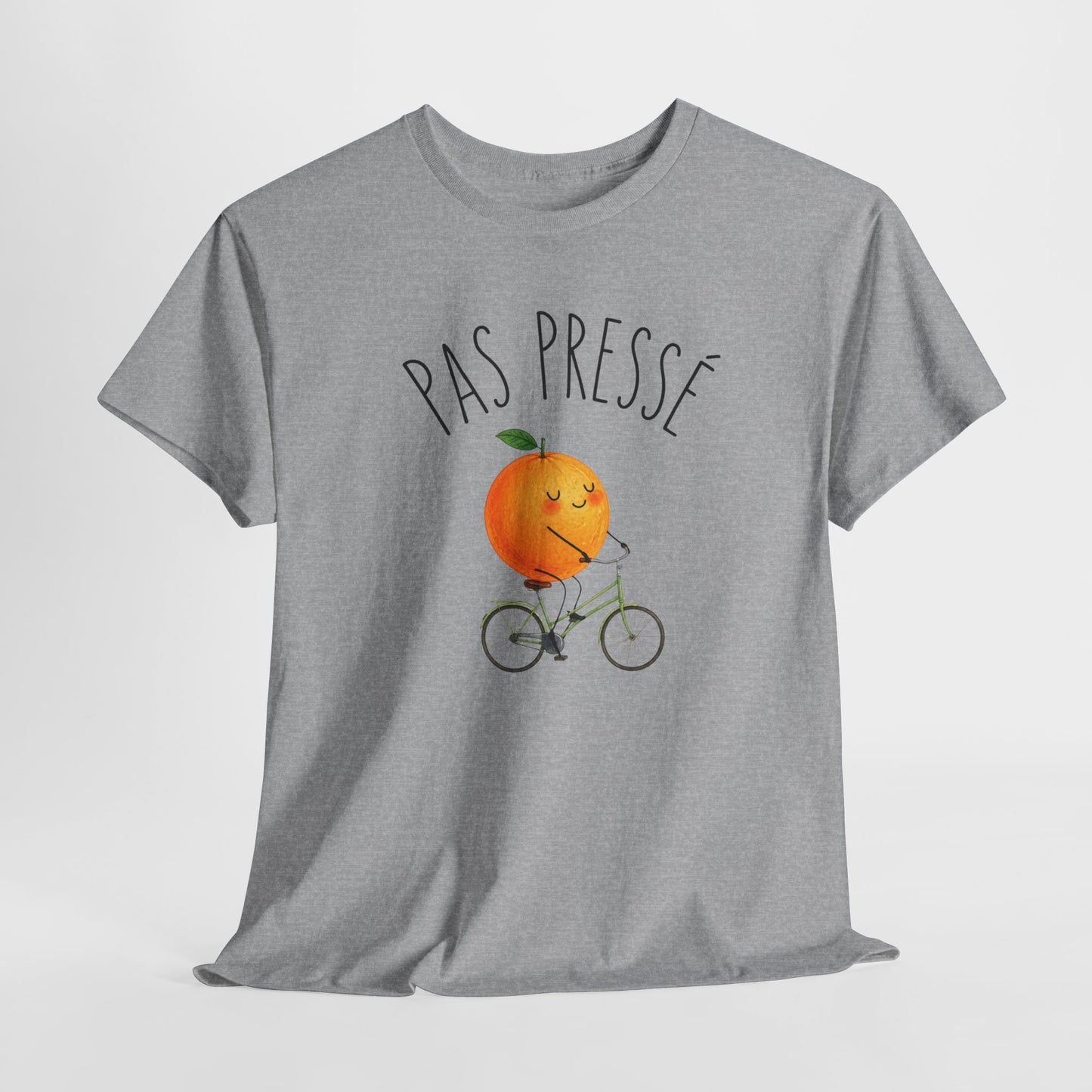 Tee Shirt Pas Pressé Orange à Vélo – T-Shirt Humour Fruit Mignon – Cadeau Homme Femme Original