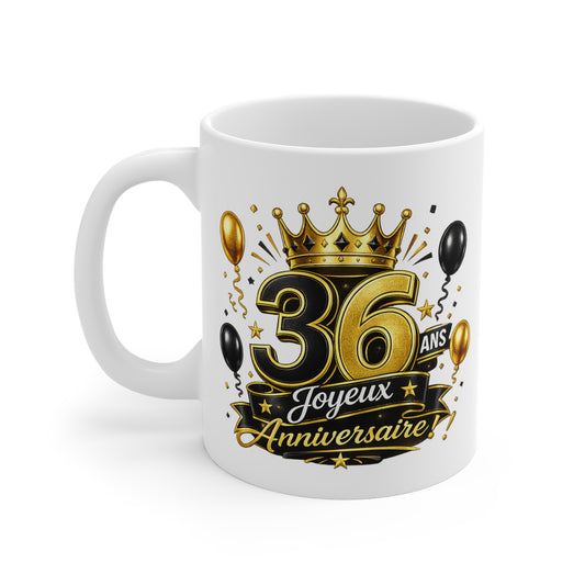 Mug Joyeux 36 Ans – Tasse Anniversaire 36 Ans – Cadeau Original pour Femme Homme – Idée Cadeau 36e Anniversaire