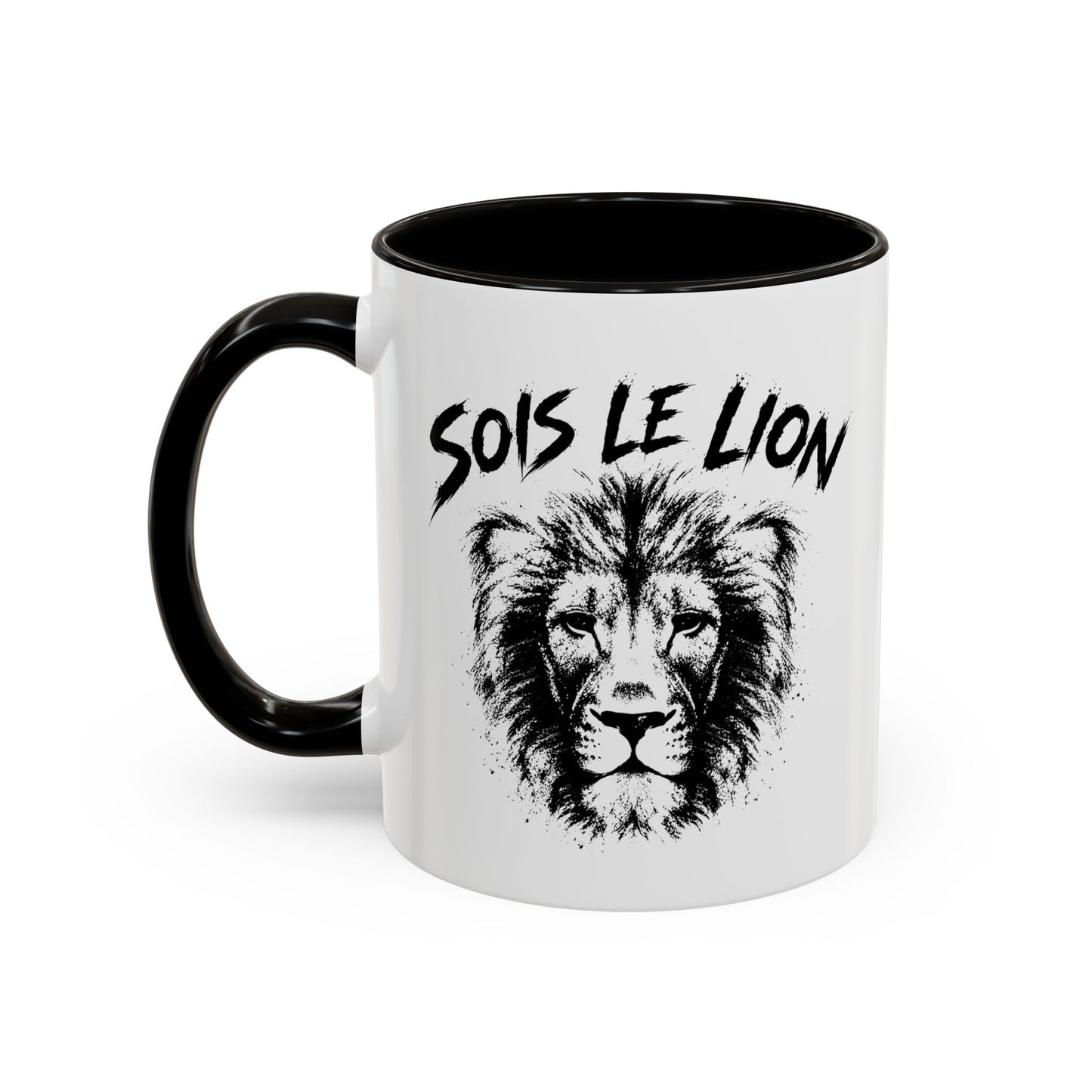 Mug Lion Motivant – Tasse Animaux Sauvages – Cadeau Original Homme et Femme, Courage Force Caractère Noir Bleu Rouge